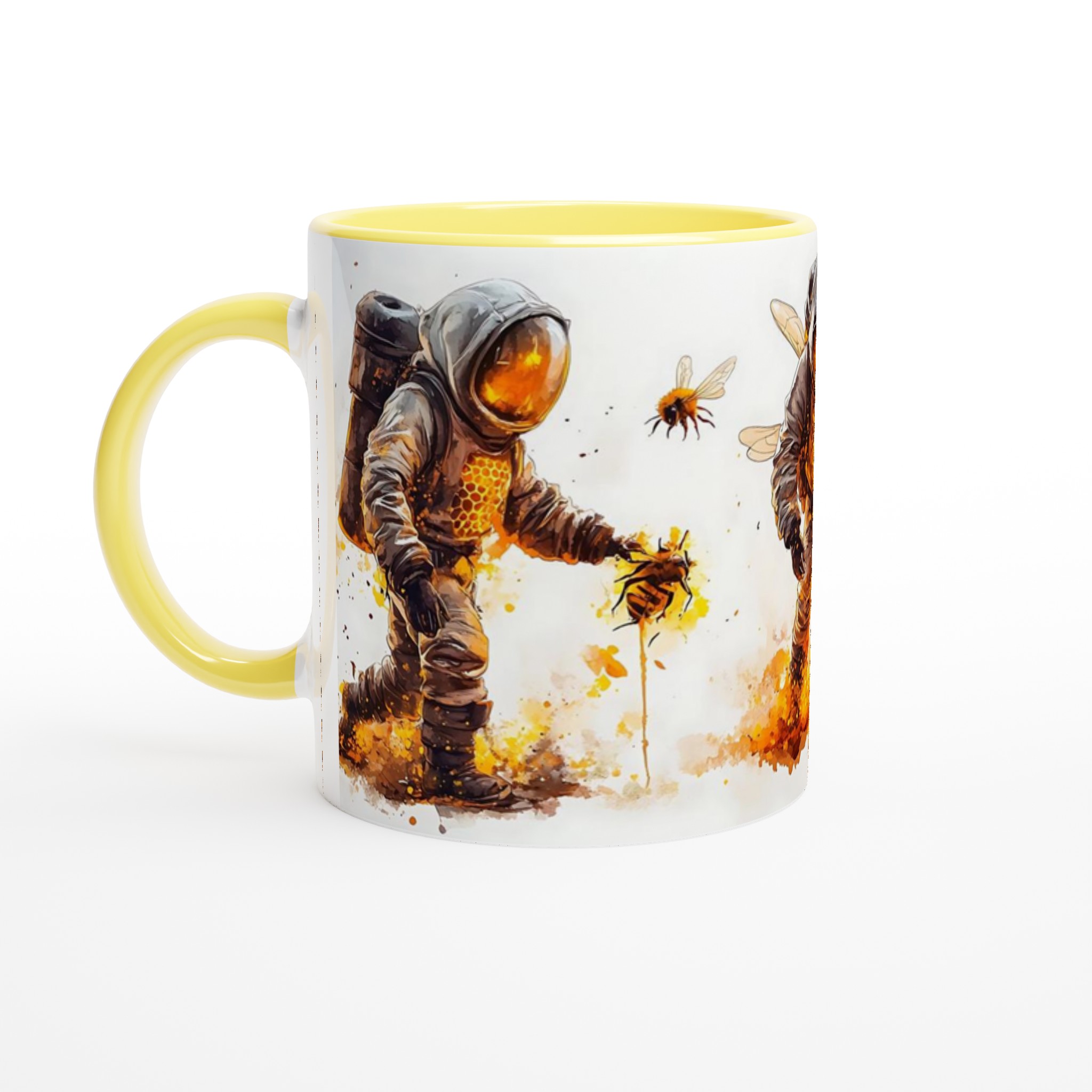 Bee-suit Astronaut Watercolor Mugg – Fånga rymdens sötma i din hand, välj din färg! 3 6e3ad79d-795b-40d1-b7ff-f153e5f894db