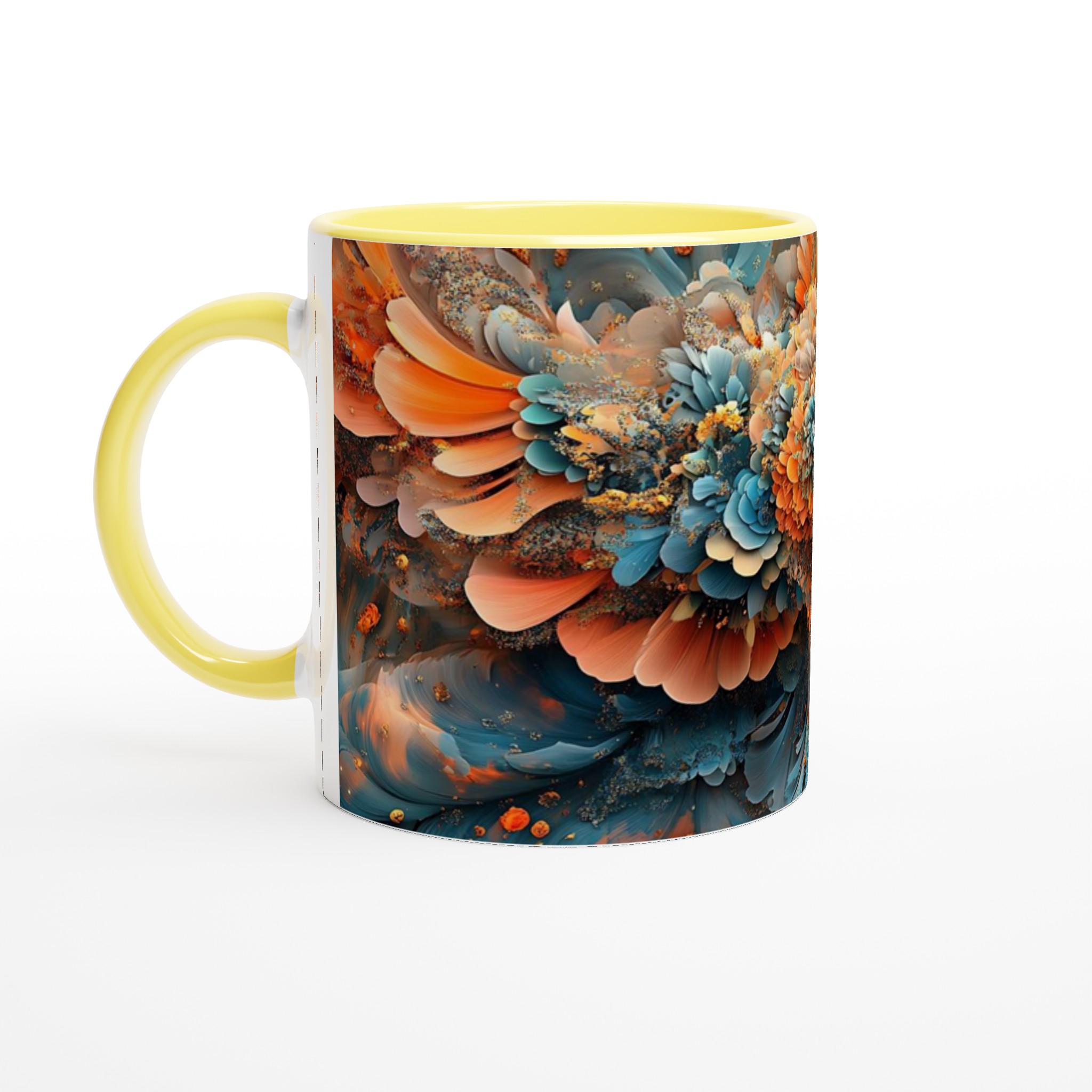 Abstrakt Mandala Konst Mugg – 11oz Keramisk Kaffekopp med Levande Apelsin och Teal Design 3 6e3fb293-5d03-4a3d-a397-e7334e203c97