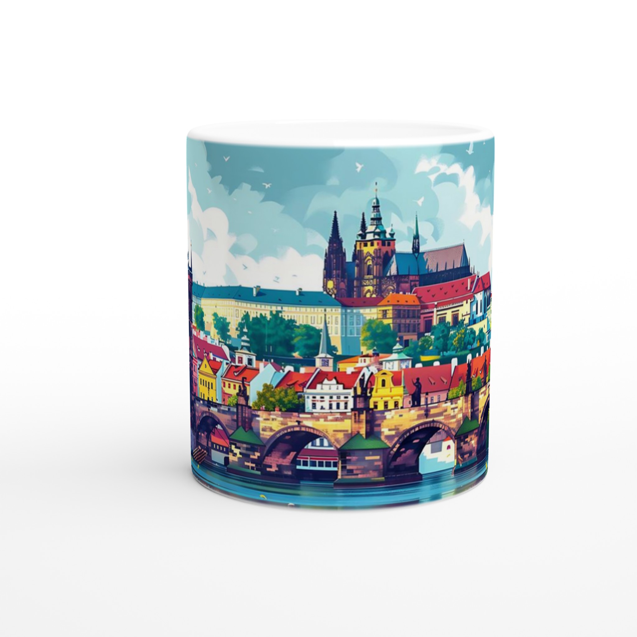 Prague Cityscape Illustration Mugg – Färgstark Keramikmugg, Välj din färg! 9 6e462f14-1f96-4b65-ac60-a9d5ff09471f