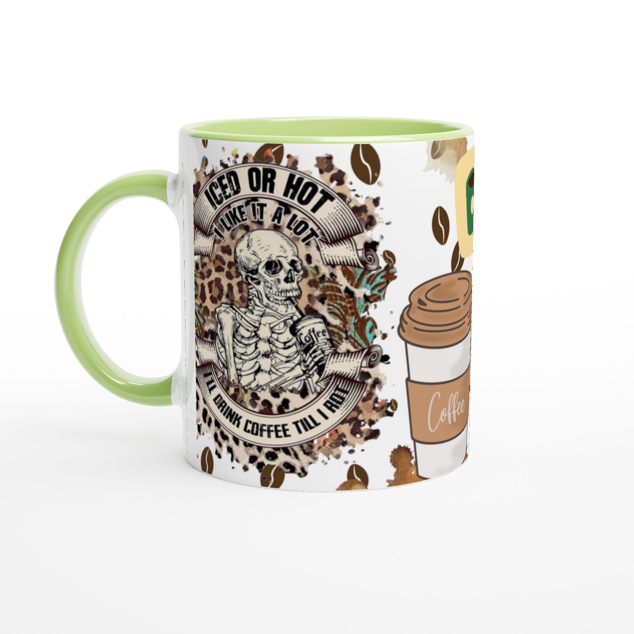 Vit 11oz keramikmugg med edgy kaffeskalle – välj din favoritfärg för att uttrycka din kaffeentusiasm 7 6e80e31f-26da-425e-891c-e0fcb2b18940