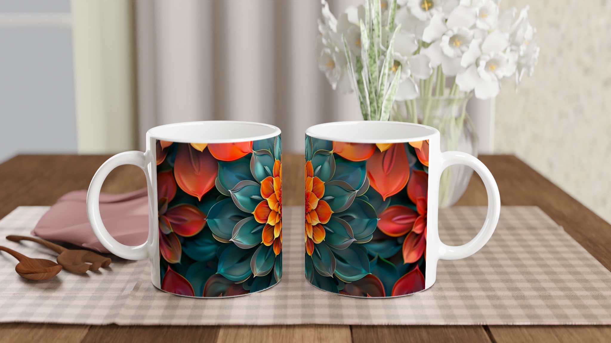 Abstrakt Mandala Blommig 11oz Keramikmugg – Välj din färg 10 6e8405d8-873b-47d7-b966-42543c80b8d7