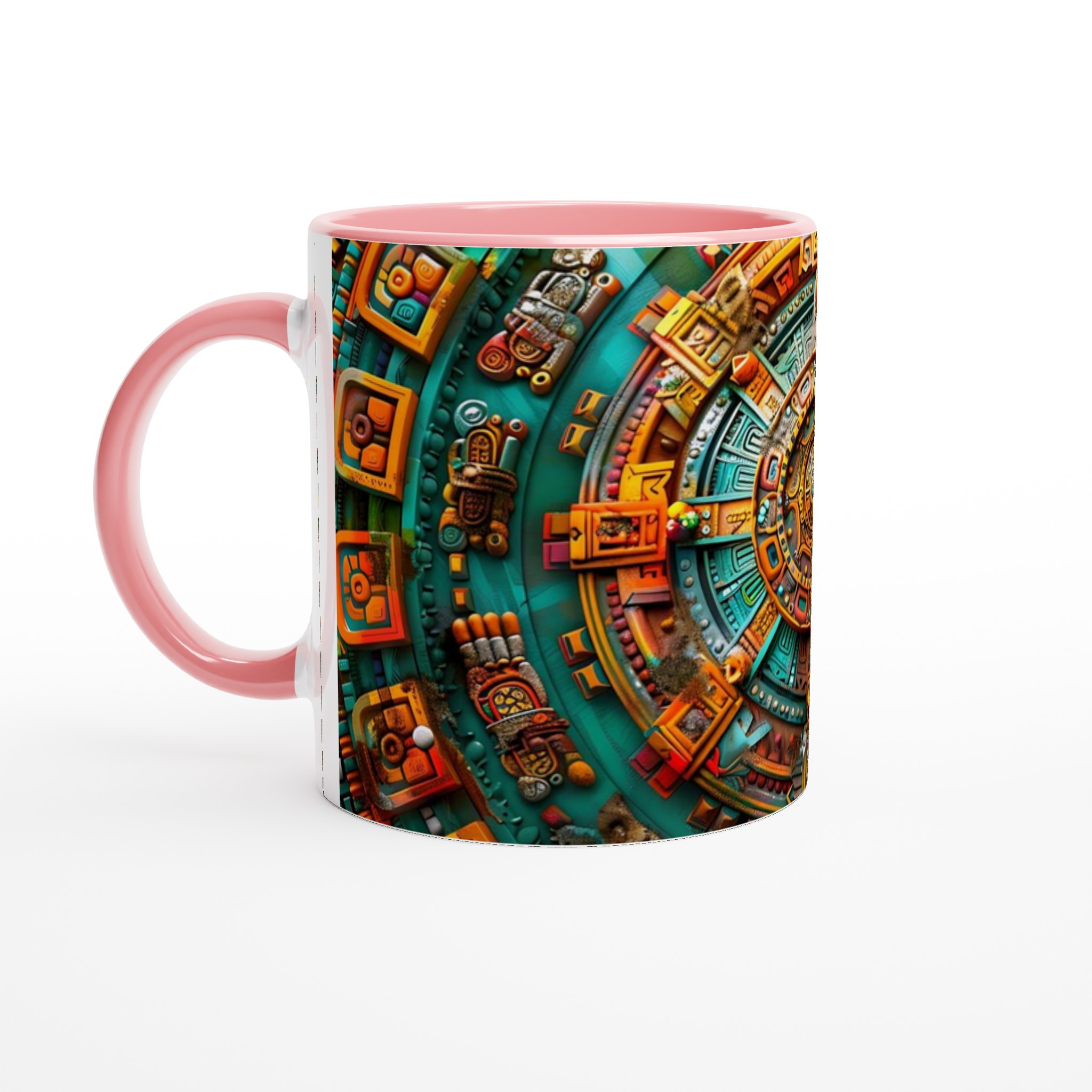 Vit 11oz keramisk mugg med färgstarkt aztekiskt mönster – välj bland sju unika färger 6 6eae3972-4fab-4f54-8849-24a5b631ea2d