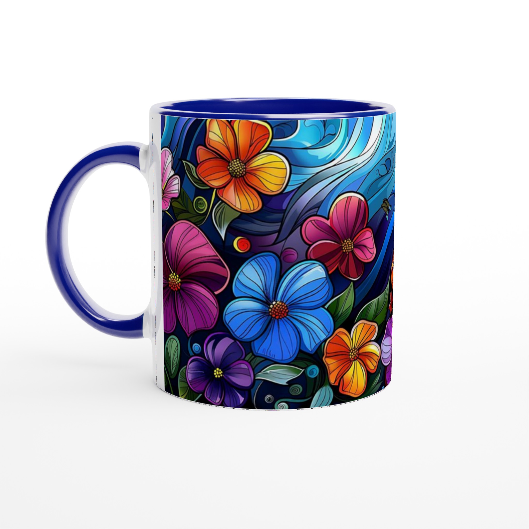 Mångfärgad Floral 11oz Keramikmugg - Lyxigt Tryck med Dina Valbara Färger! 2 6ed76fb5-3551-498d-b776-d151dc5e231b