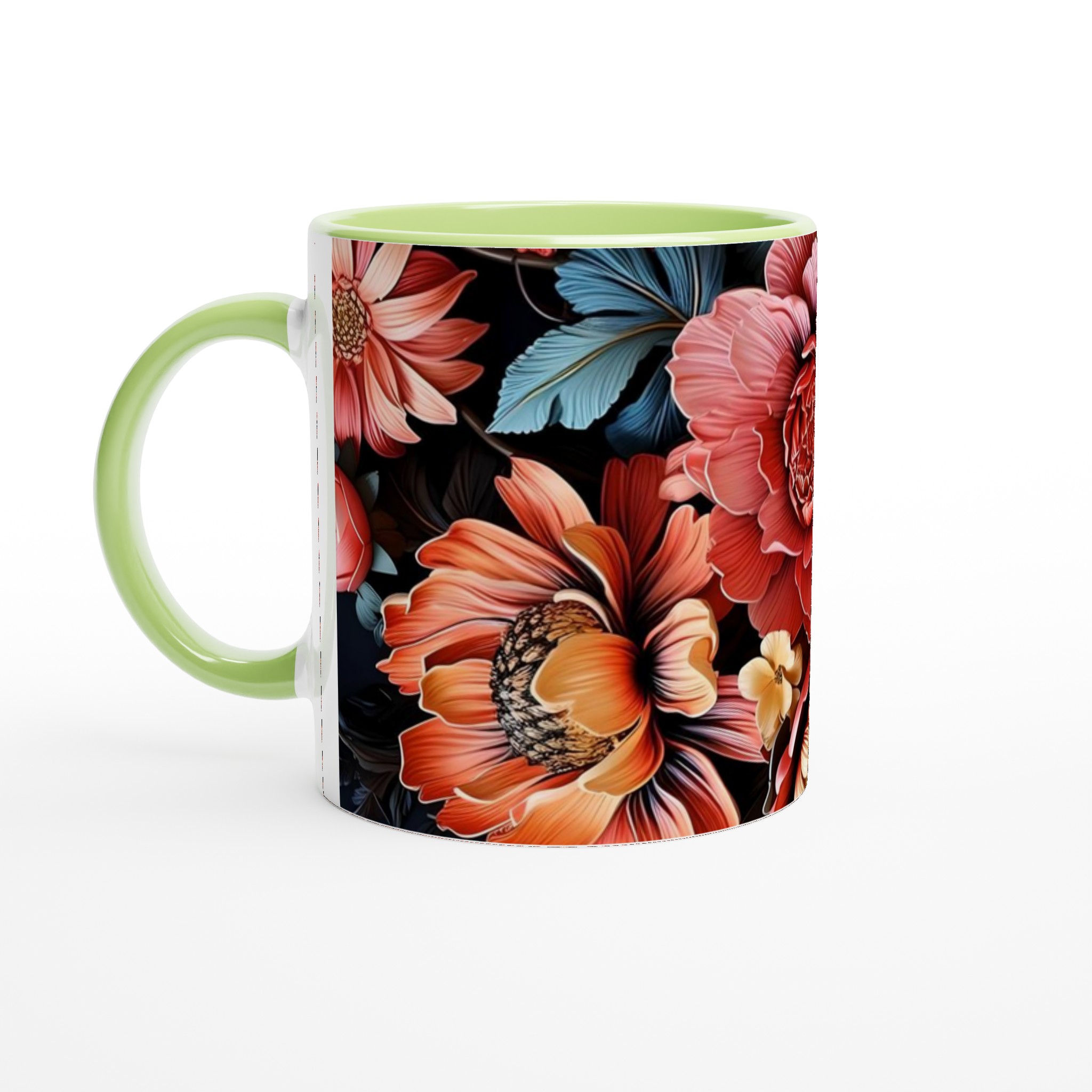 Eleganta 11oz keramikmuggar med blomsterprakt - välj bland sju stilfulla färger 7 6ef2b200-e9ce-4f4d-8278-3aad763f6628