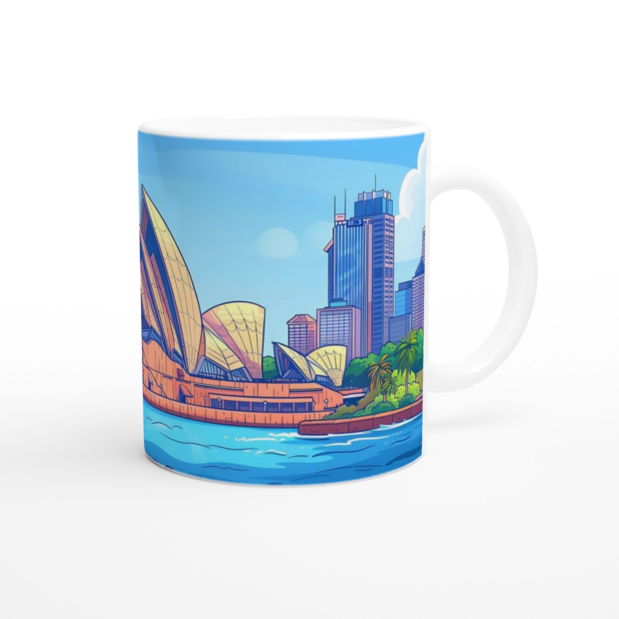 Sydney Opera House Cartoon Mugg – Levande Stadsbild i Klarblåtoner, Välj Din Favoritfärg! 9 6ef52b46-8c72-459d-8f29-8c06a0c96f71