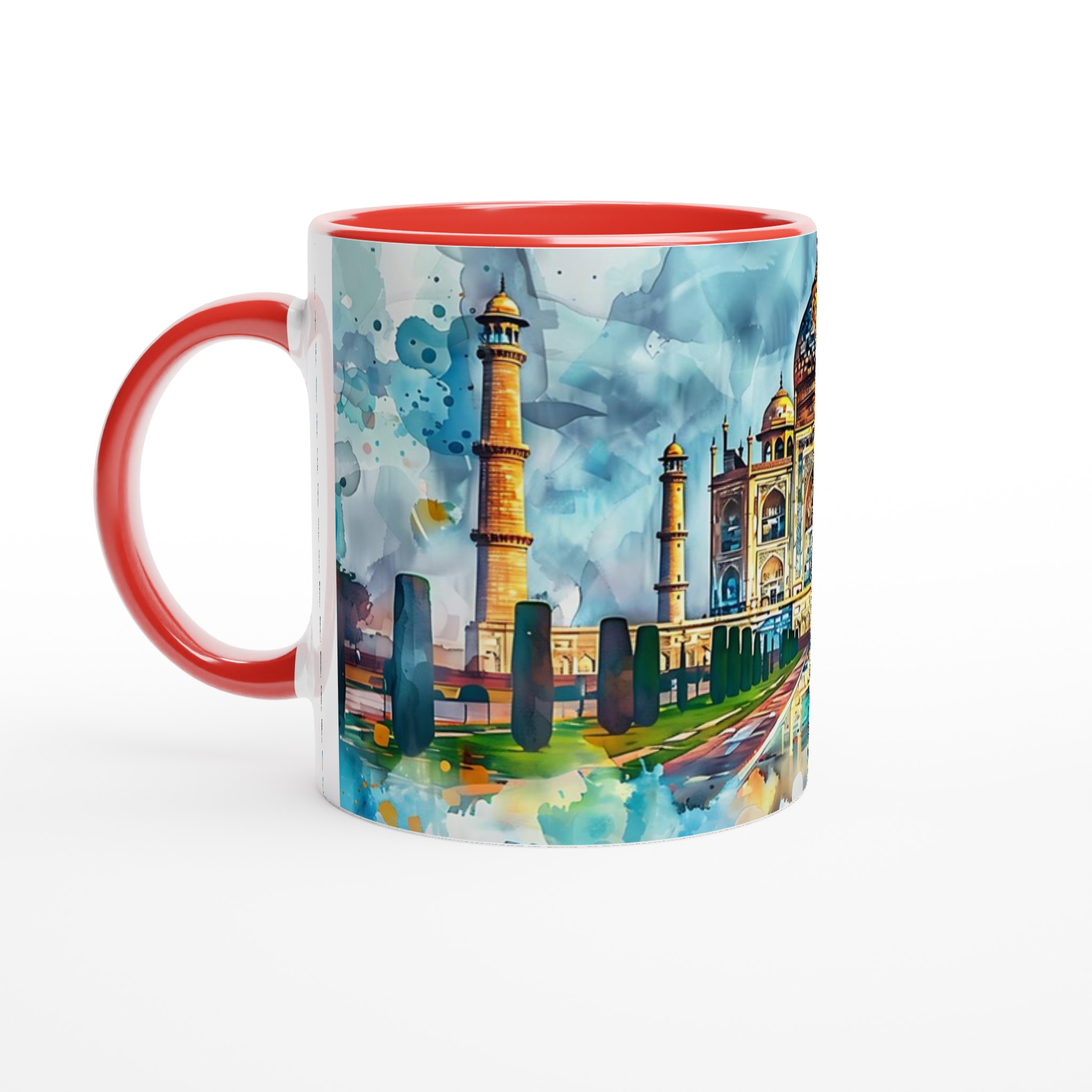 Taj Mahal Akvarellmugg – Konstnärlig 11 oz keramikmugg i ditt val av sju livfulla färger 5 6f6981e7-5f89-4ac7-aea5-96b3b372566e