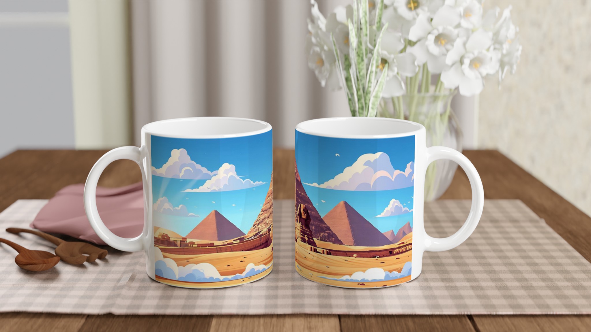 Egyptisk Pyramider & Sfinx Mugg - Klassisk Design i ditt Val av Färg 10 6f8fff15-a16a-4de5-bbd6-6025e4857310