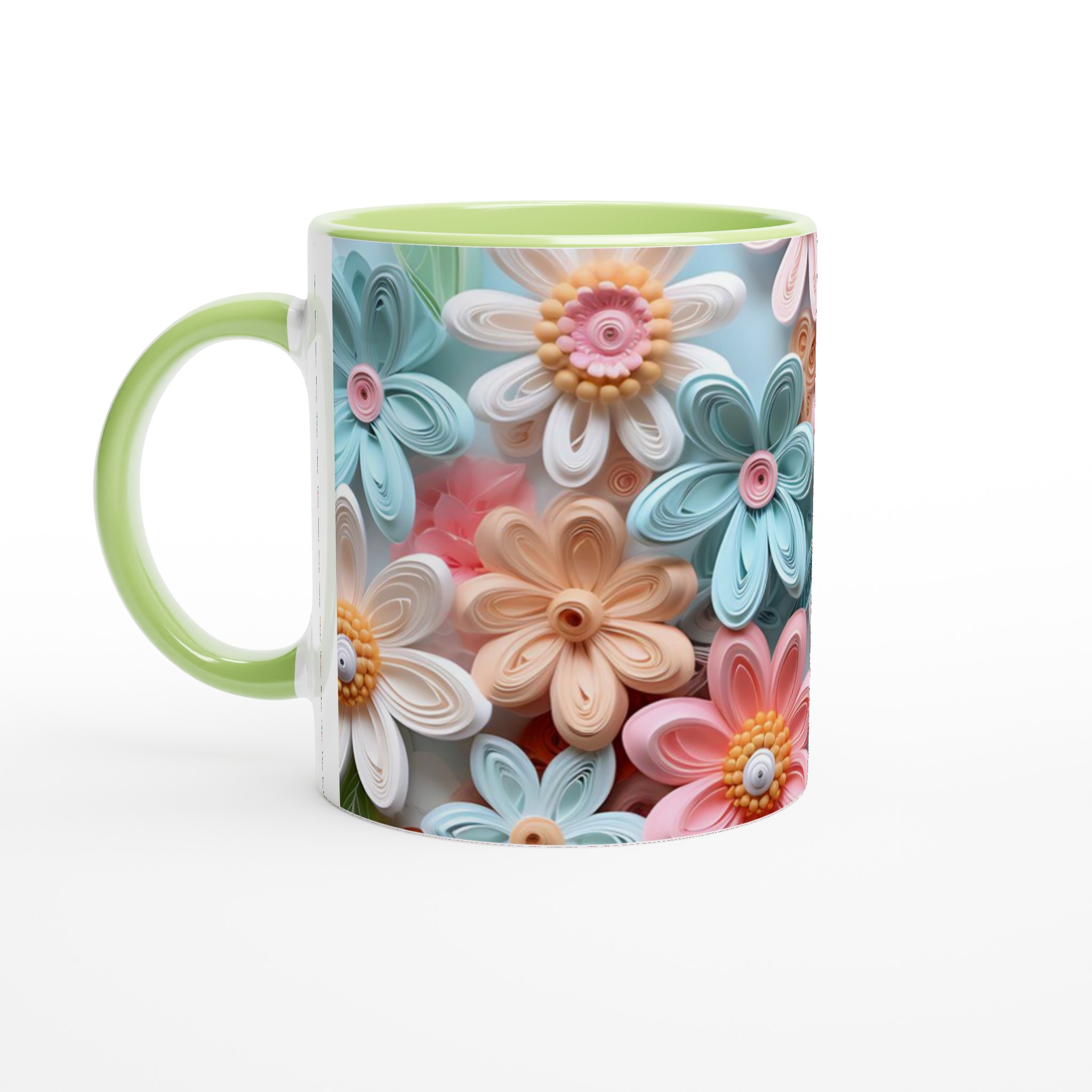 Stilren Vit 11oz Keramisk Mugg med Blommig Pastellpalett – Välj Din Färg 7 6fad0262-bb1a-4572-96a7-34075ea03cd9