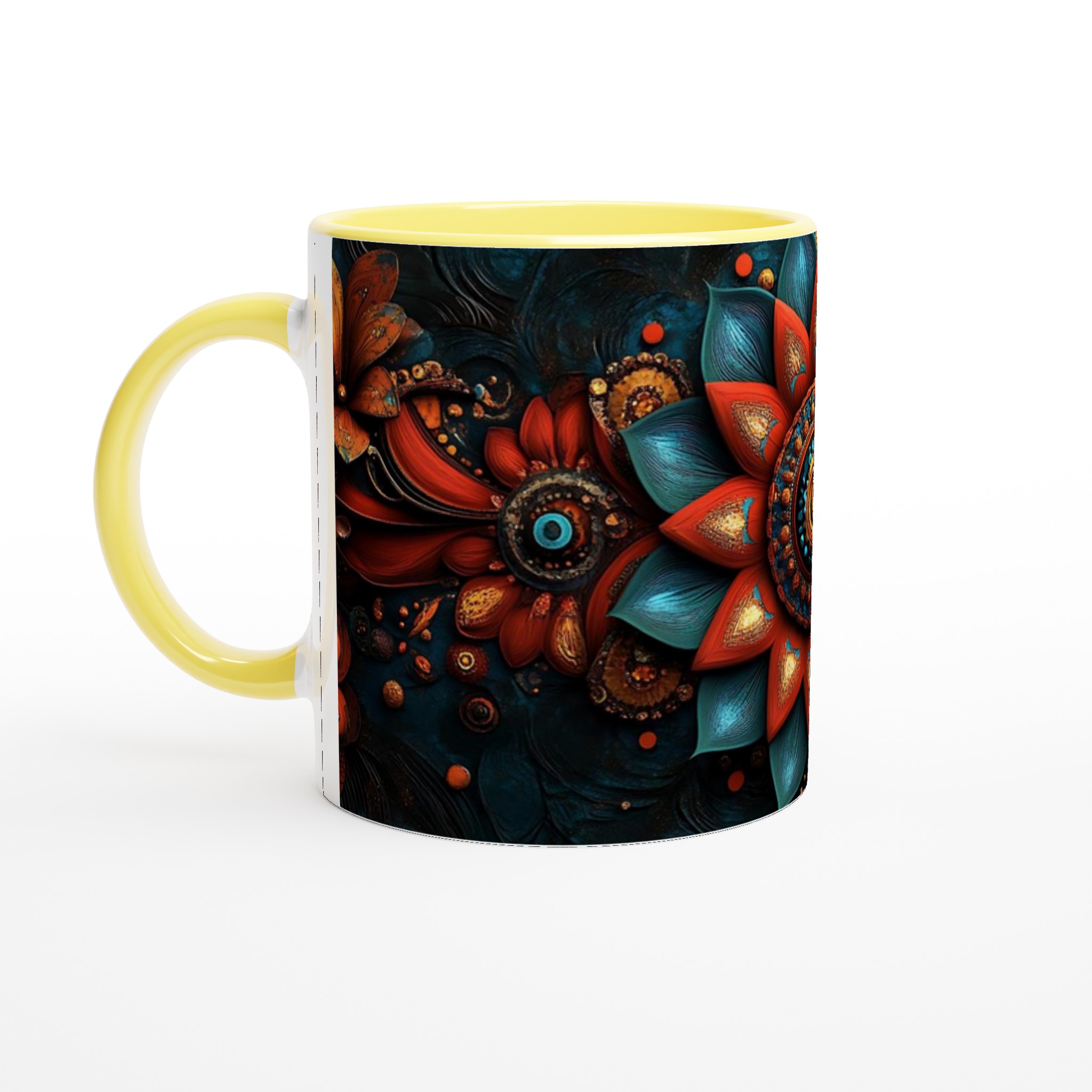 Abstrakt Mandala Keramikmugg - Livfulla Turkosa och Kopparröda Toner i 11 oz 3 6fbe50e2-71d9-44d9-9ecc-e9e47b5bb823