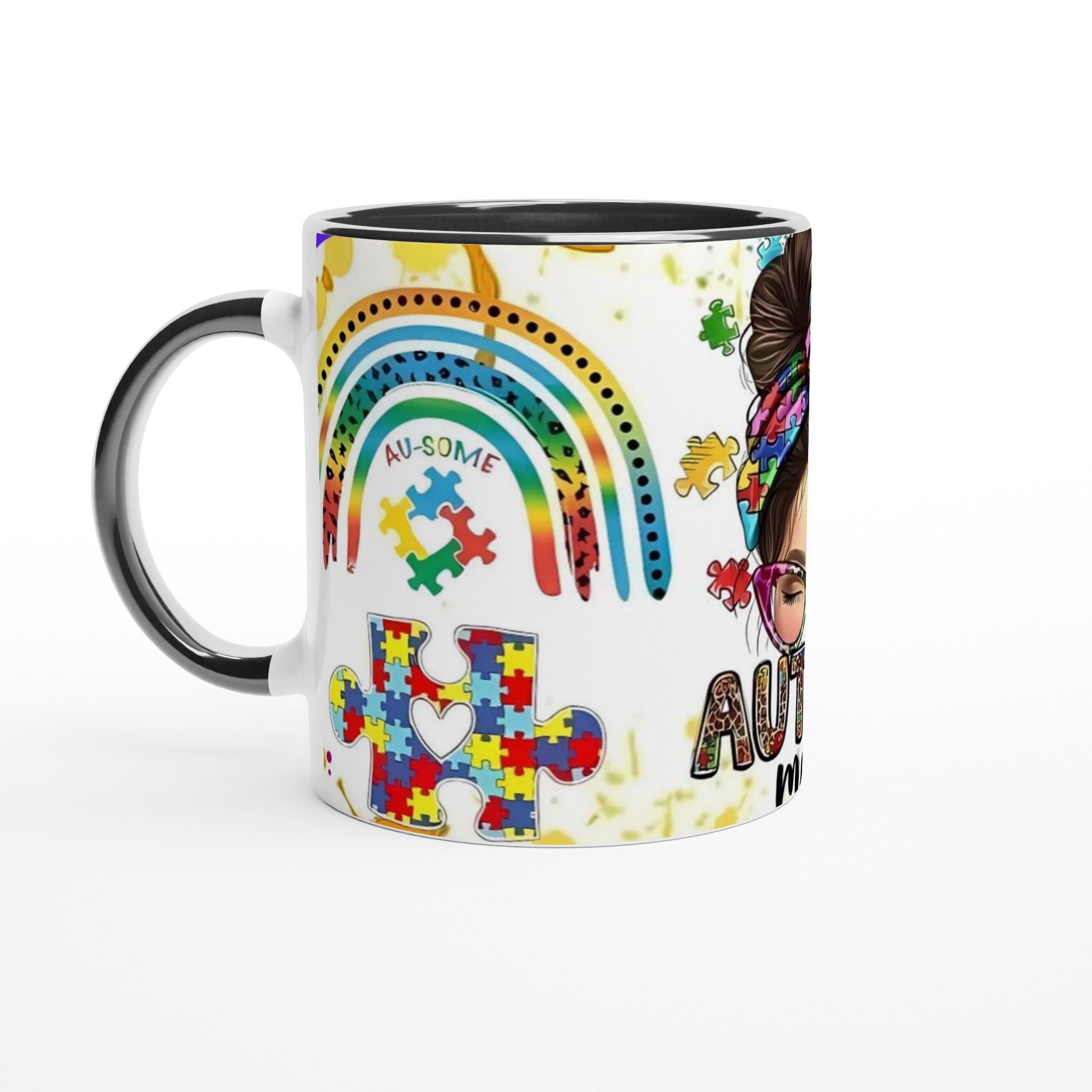 Vit 11oz keramisk mugg med färgstark Autism Mom-design – välj bland sju livfulla keramiska färger 4 6fc8bfba-b222-4fb5-b59c-d744dec24cc2