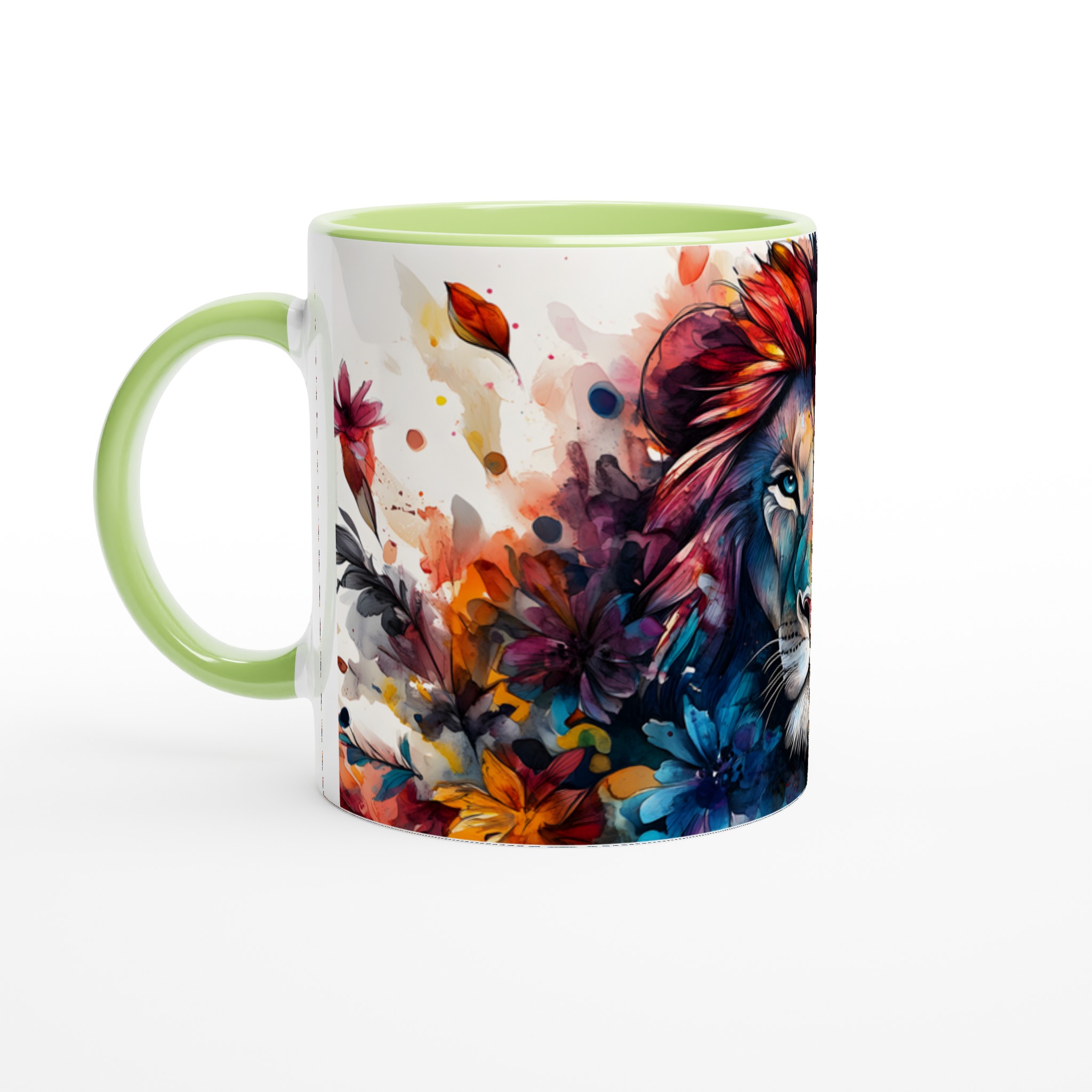 Majestic Lejon Konst Mugg - Livfull Akvarell Keramikmugg i ditt Val av Färg 7 6fcfa48e-7579-4be4-a510-31c186755f10