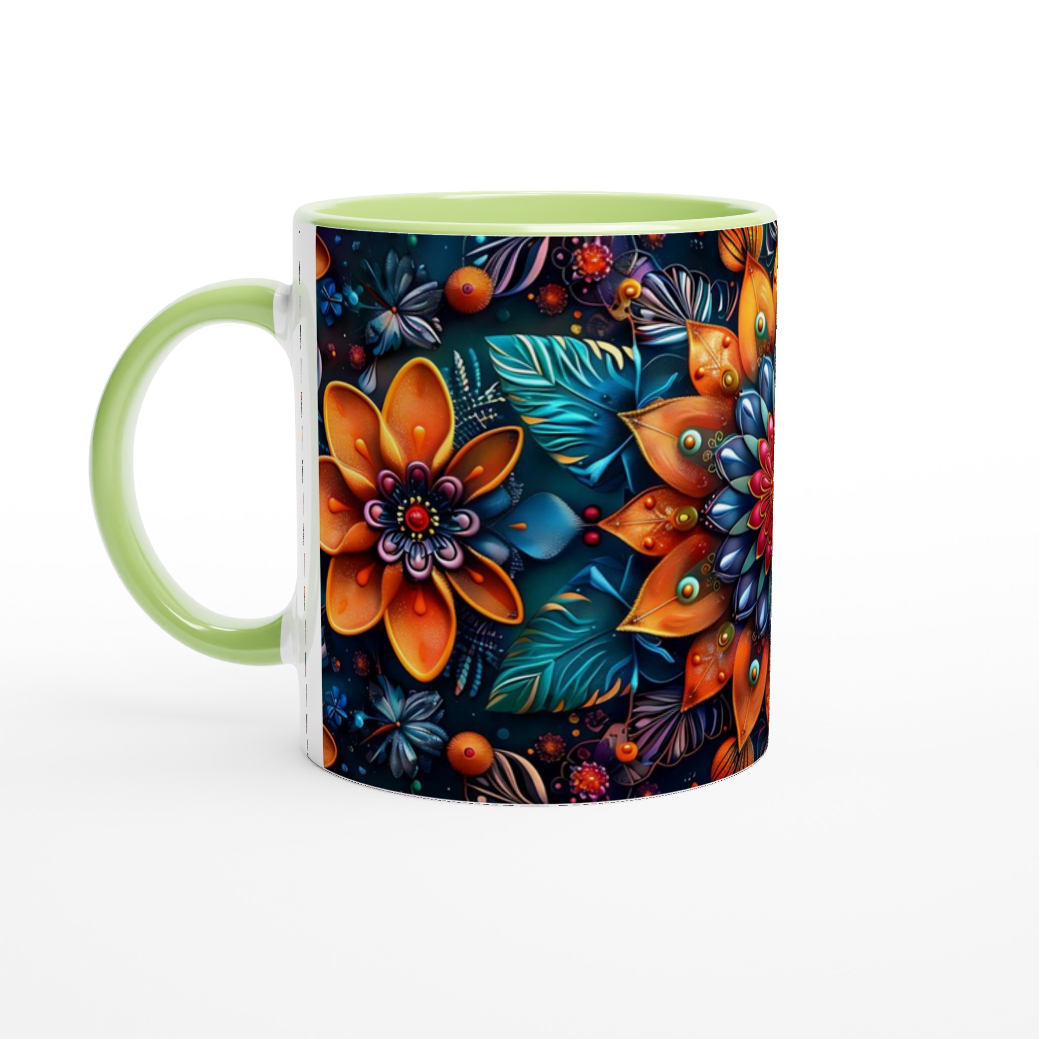 Mångfärgad abstrakt blommig keramikmugg – 11 oz premium kaffemugg i 7 livfulla färger 7 70213451-8116-4df1-97e6-2818113cb82c