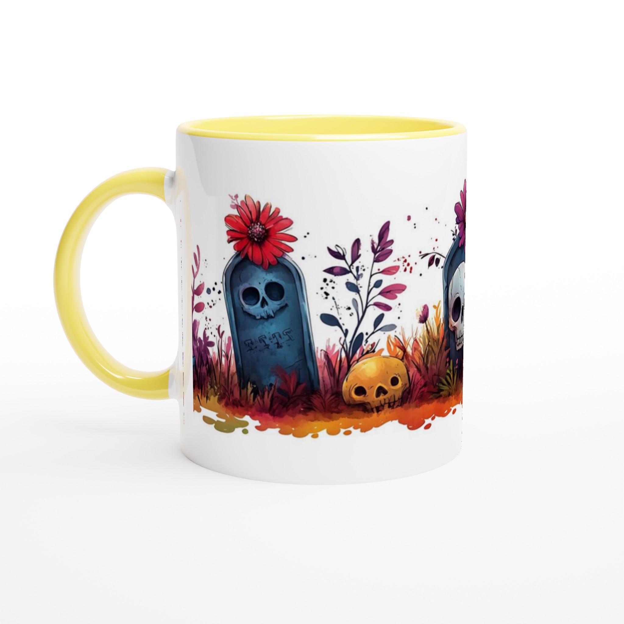 "Söta Skräcken" Keramisk Mugg - Gotisk Charm med Färgstarka Blommor & Skallar, 11oz Kaffekopp i Valfri Färg 3 7036a5a0-dc0a-41af-bfe6-ebbcbf22754f