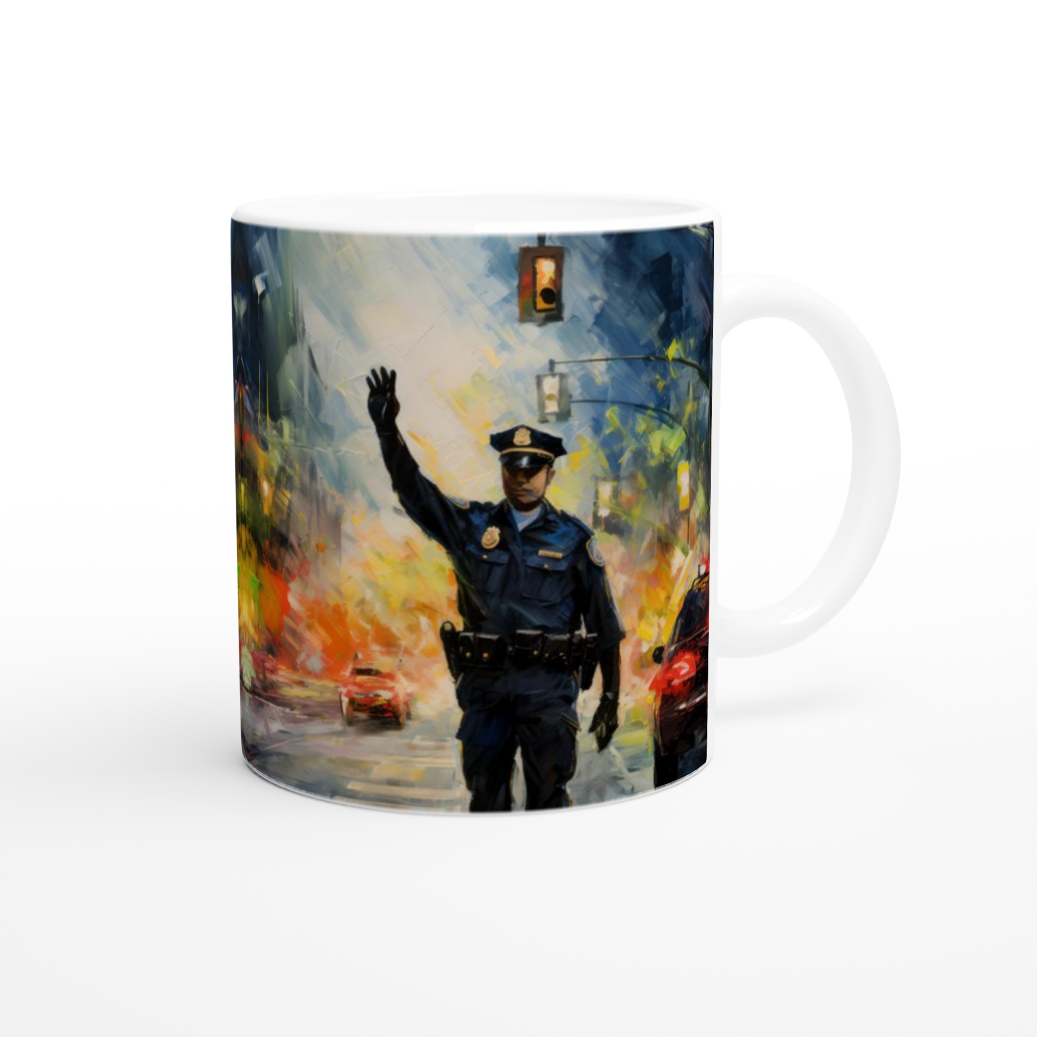 Vit 11oz keramisk mugg med levande konstnärligt stadsmotiv i sju färgstarka nyanser 9 703eda50-f548-484f-85b1-a1fd4e97786e