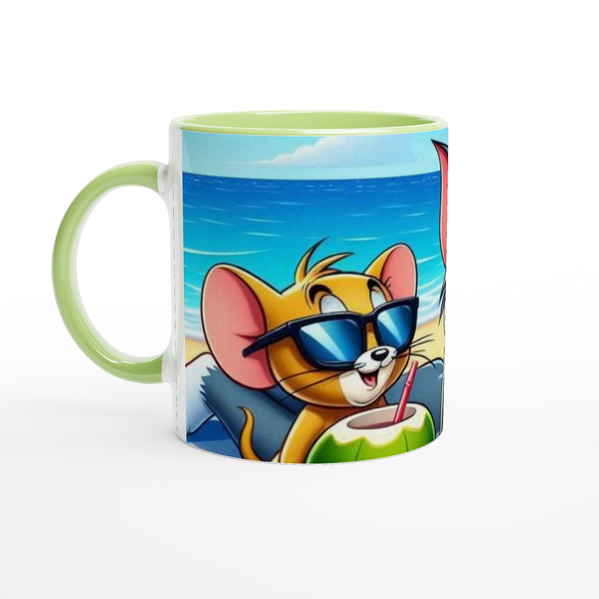 Vit 11oz keramisk mugg med Tom & Jerry – picknick-feeling i sju färgstarka nyanser 7 704f0394-3175-495b-97d4-d357ac909e0e
