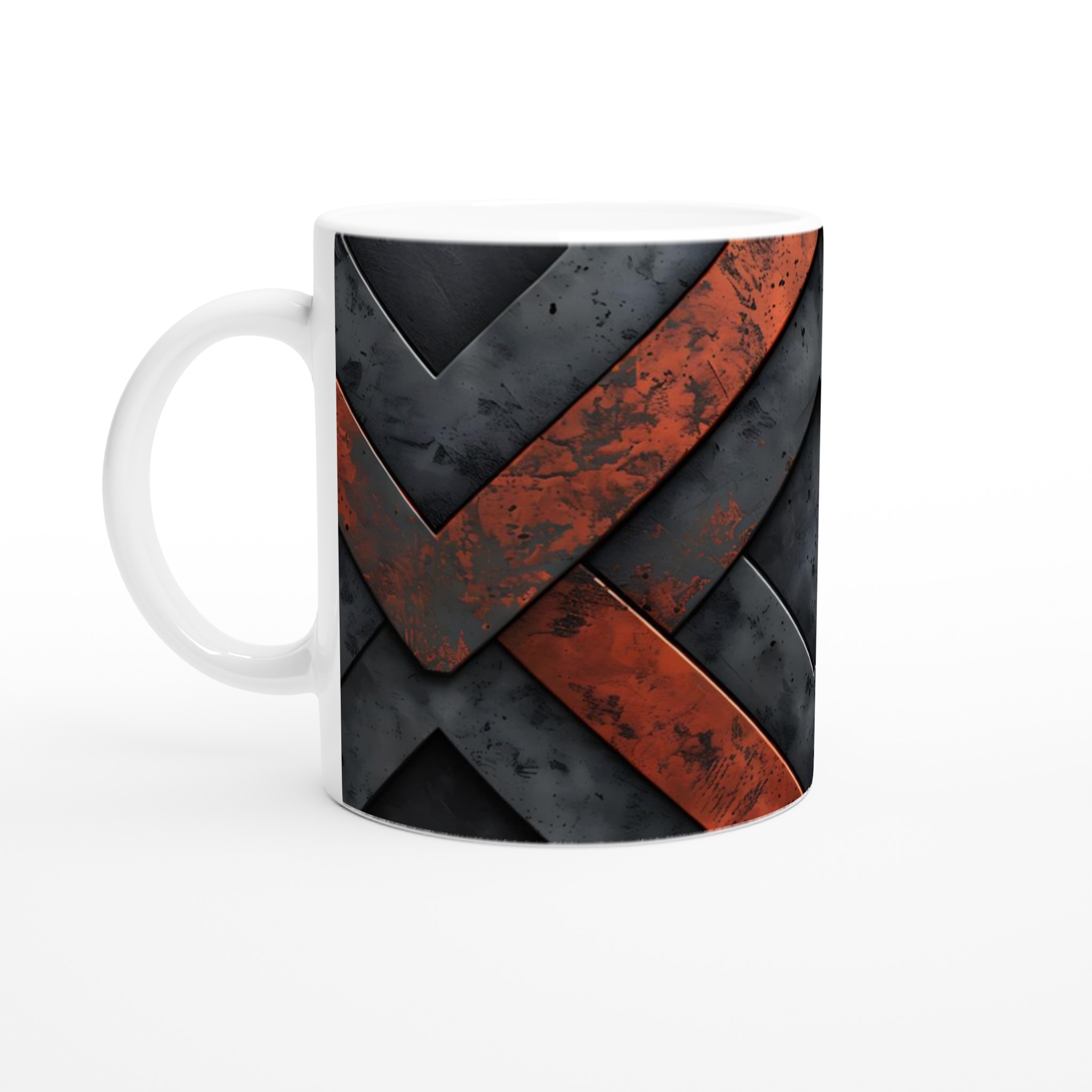 Vit 11oz keramisk mugg med rustik metall-inspirerad design i sju färgval 1 7080a658-117a-43d5-94a4-2b926f06ca88