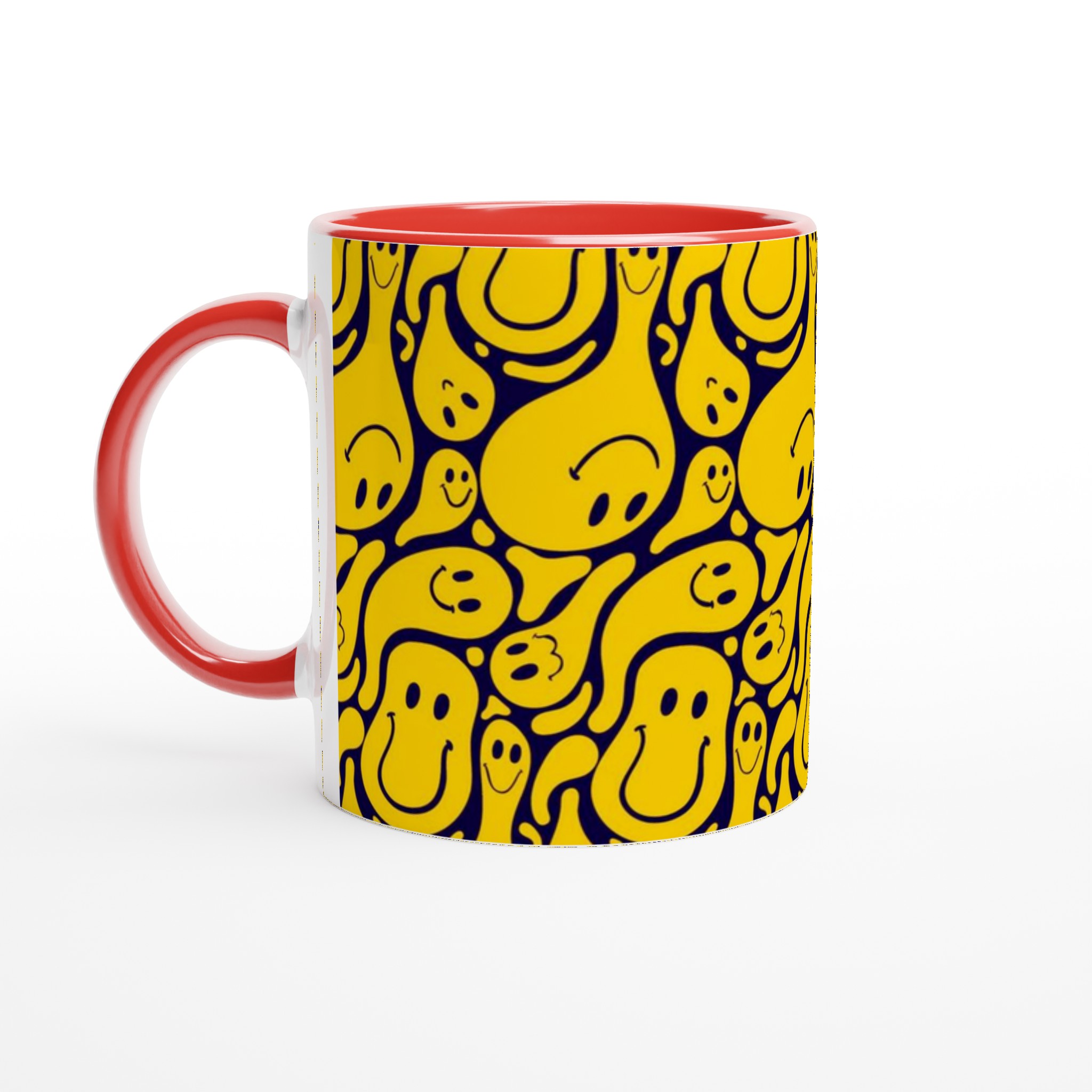 Vit 11oz keramisk mugg med lekfulla gula smileys – välj bland sju livfulla färger 5 70888f19-fc36-4a32-8e5b-c07d1389af46