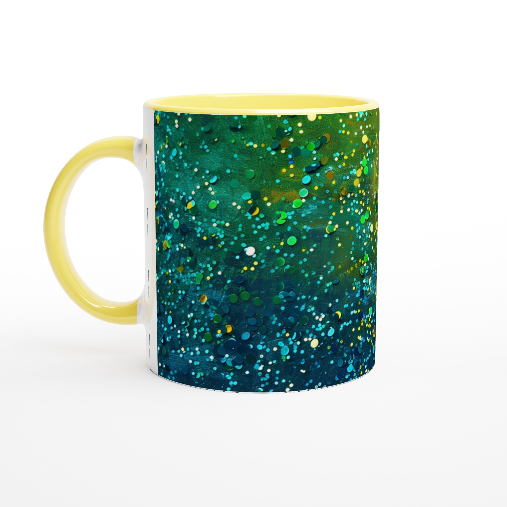 Vit 11oz keramisk mugg med glittrande festmotiv – välj bland sju färgstarka keramiknyanser 3 70e39860-34f2-406e-8772-f3beb9000c10