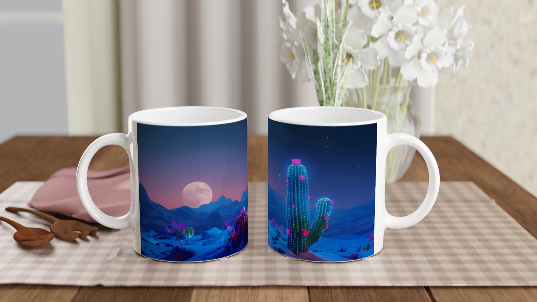 Neon Cactus Drömmugg – 11oz Keramisk Mugg med Magisk Ökenmotiv & Färgval 10 717b0264-af25-4499-ad69-0b4b14d00c19