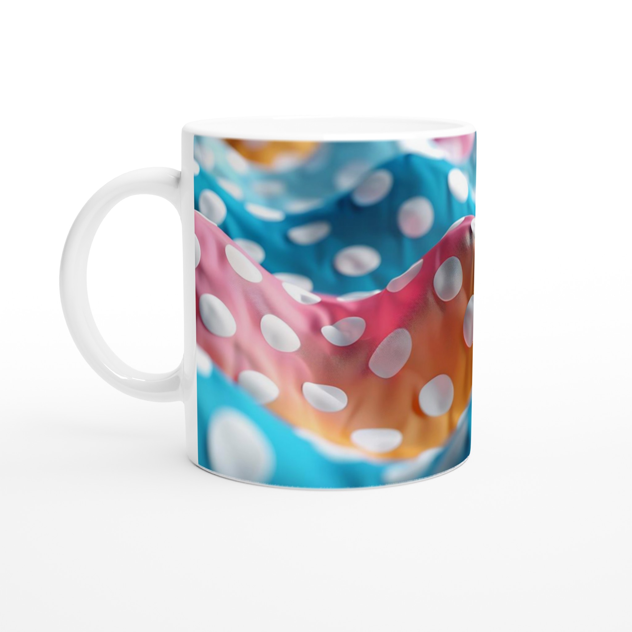 Mönstrad 11oz Keramisk Mugg: Färgglad Design med Vita Prickar i Ditt Val av Färg 1 717bd260-be4c-4469-b8bc-0772bb6d7f2f