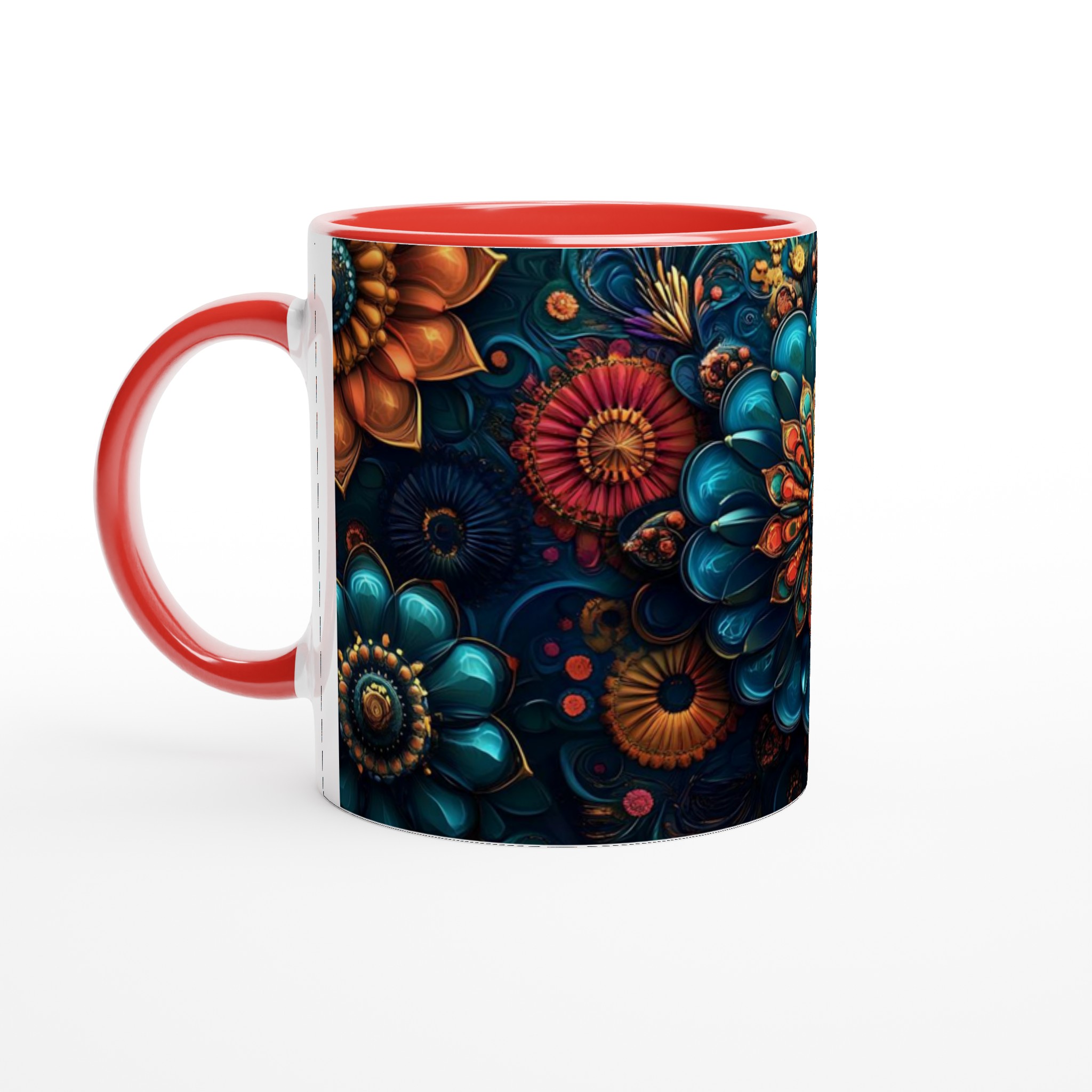 Mångfärgad Floral Mandala 11oz Keramikmugg - Lyxig Blomsterdesign för Kaffe & Te i Flera Färger 6 719403ac-5901-4065-8eae-1a6ebef95a91