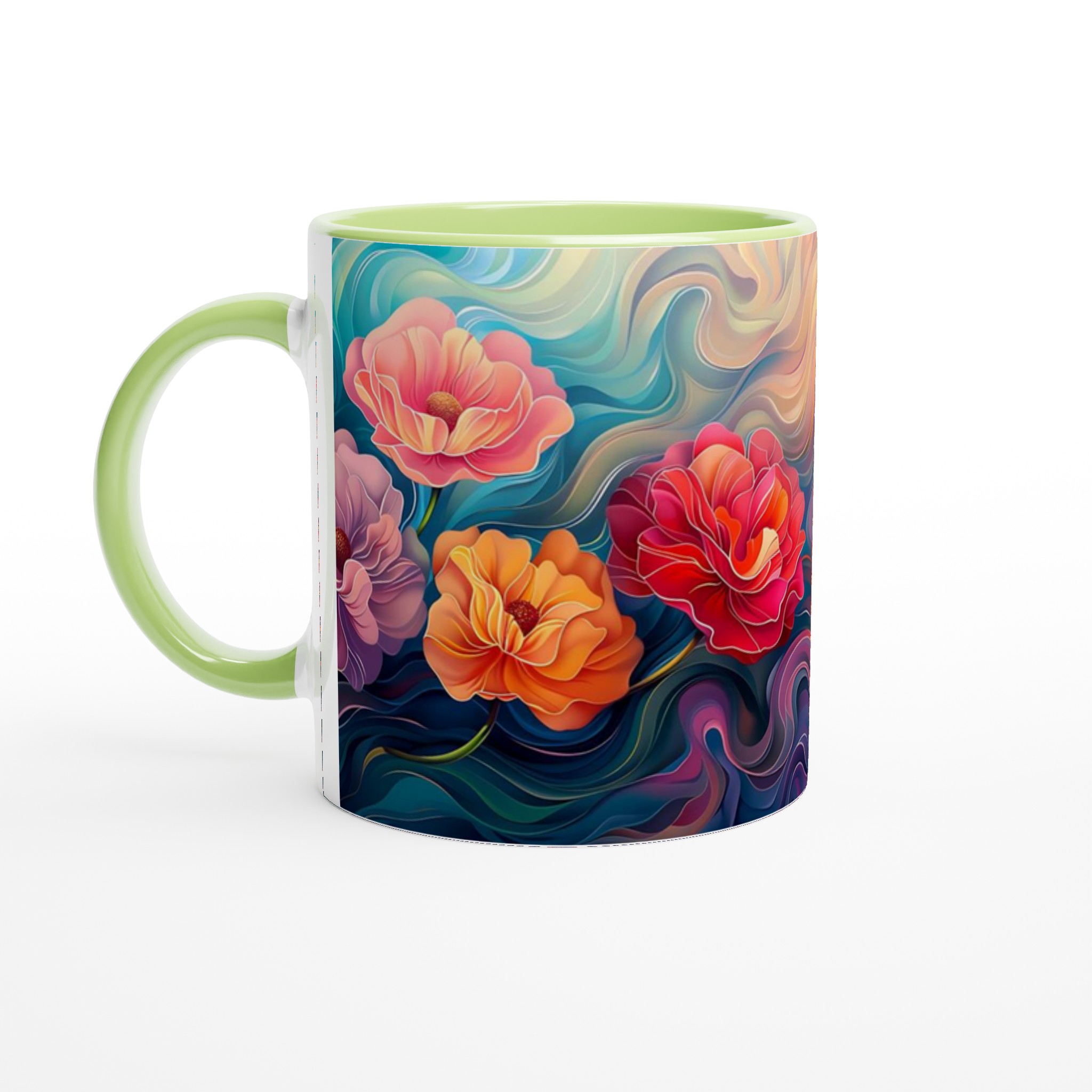 Abstrakt Blomster Keramikmugg – Konstnärlig Kaffestund i Valfri Färg, 11oz 7 71b9090e-ed03-4552-b874-d9718f3e6caa