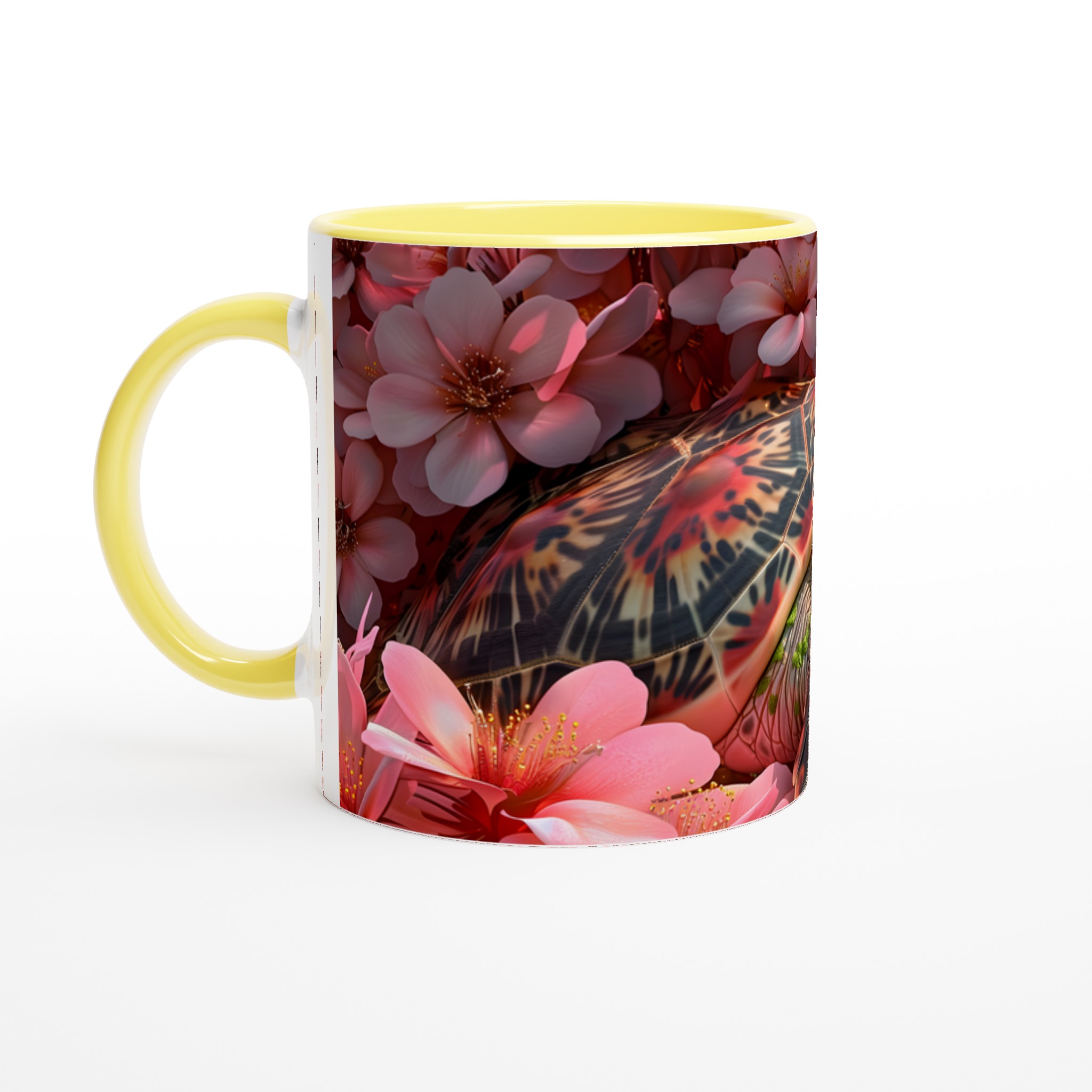 Förlora dig i våren: Sjösköldpadda bland körsbärsblommor - Vit 11oz keramisk mugg 3 71cd5146-3d26-4278-83cb-25ed89021773