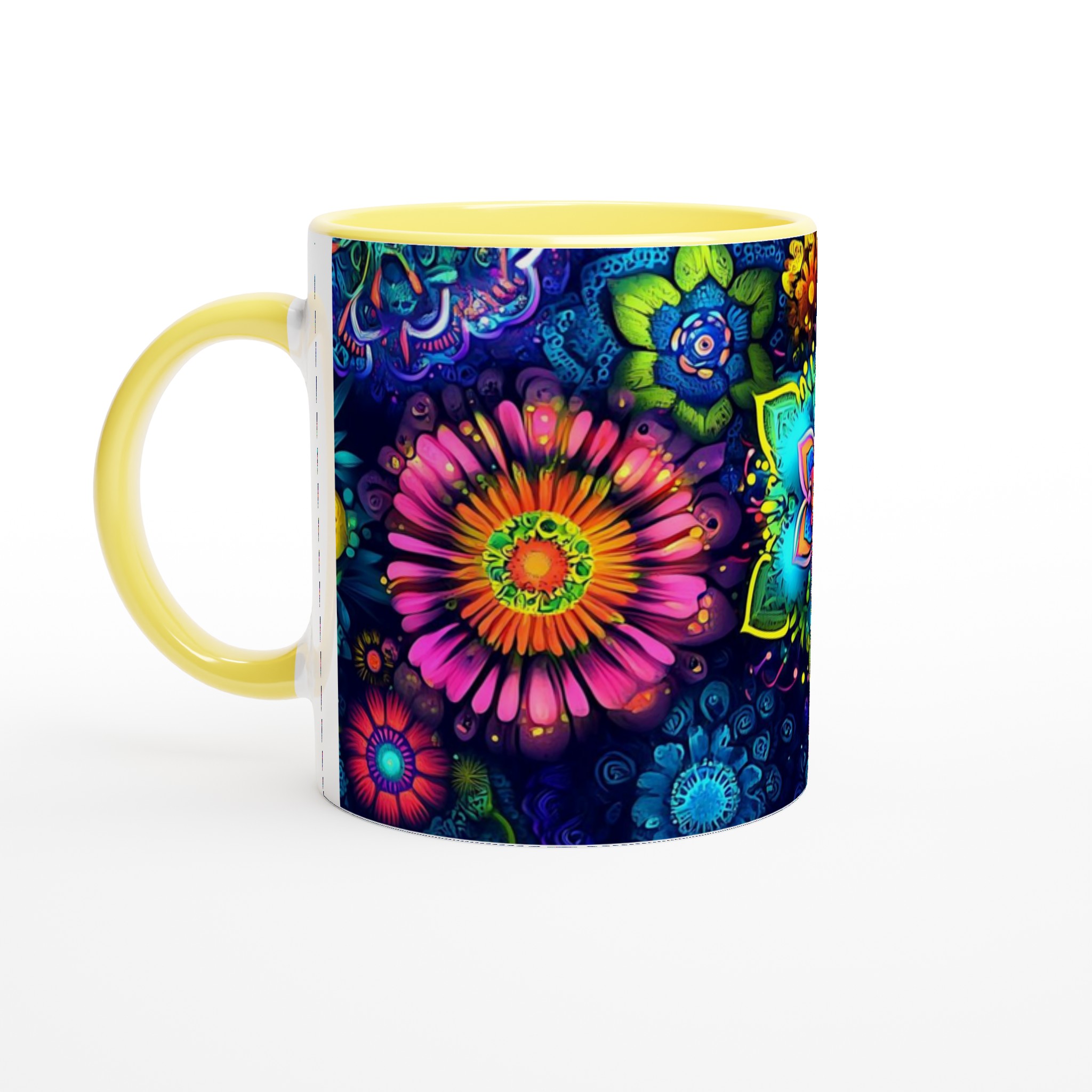 Psykedelisk Floral Mugg – Livfulla Mandala Blommor i 11oz Keramik, Välj Din Färg! 3 71cf746c-0d89-4468-ab47-7a75998d5936