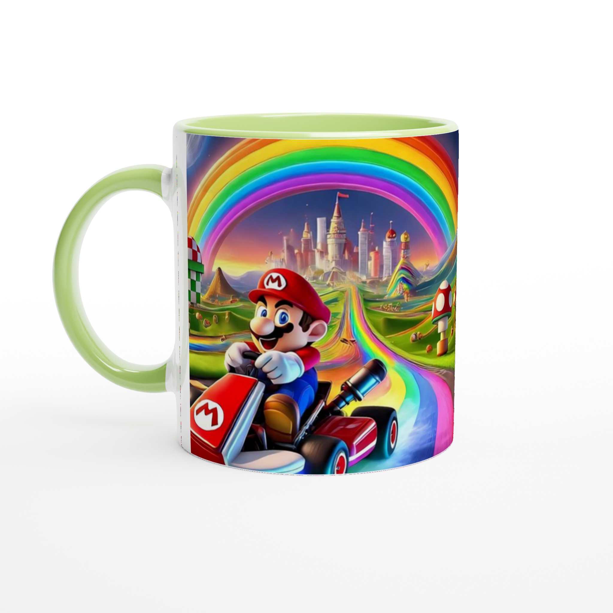Keramisk 11 oz mugg med livfull Mario Kart-inspirerad regnbågsdesign i flera färgval 7 71e3cacc-813c-4037-b641-9cbacd12815a