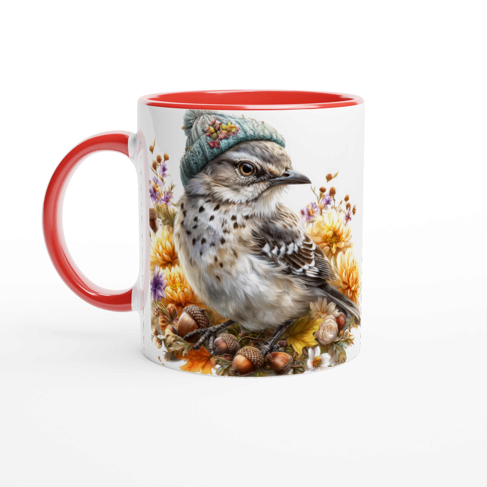 Vit 11oz keramisk mugg med charmigt fågelmotiv i mjuka höstfärger – välj din favoritfärg 5 720f98f4-a7ac-44c2-aa9b-03a38f421107