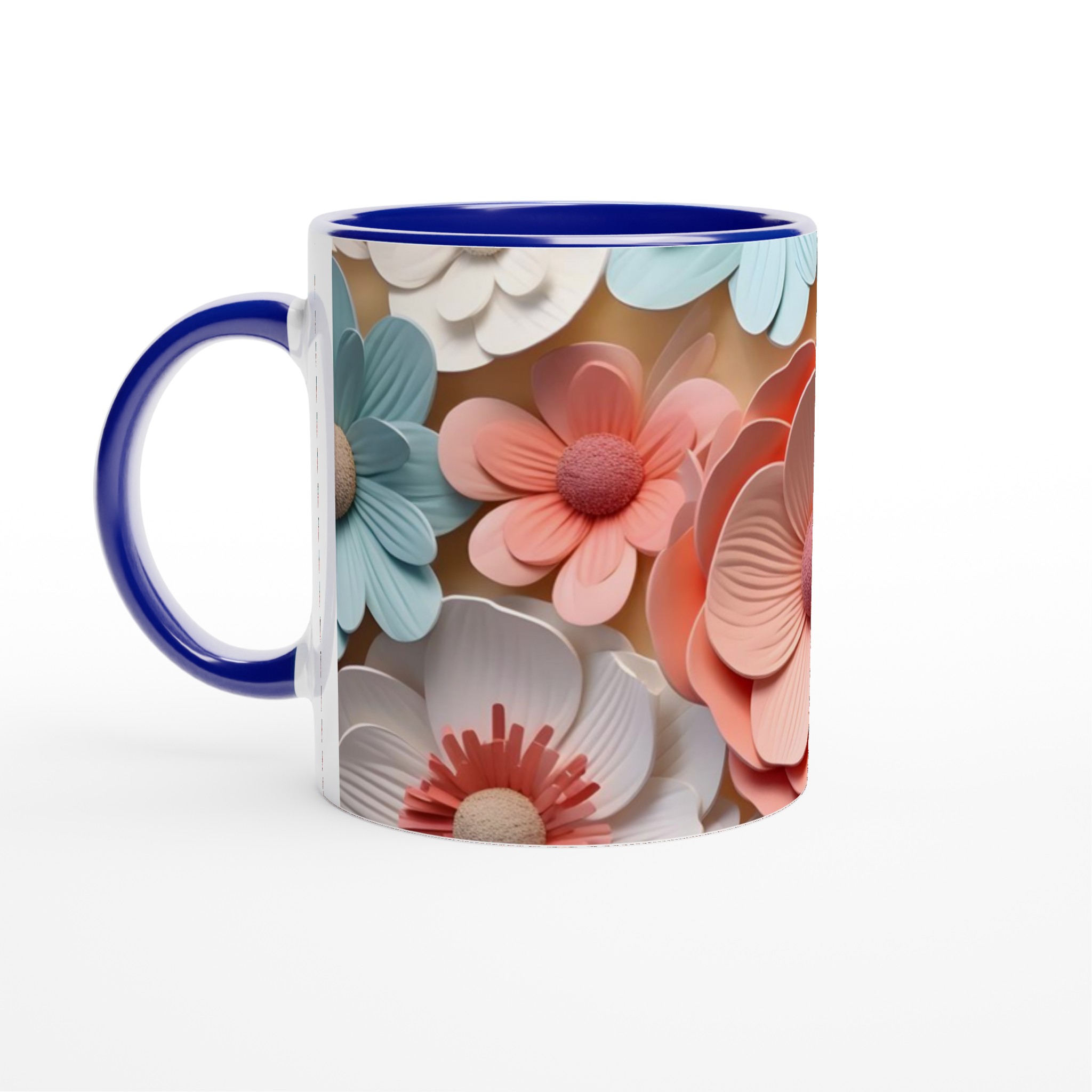 Vit 11oz keramisk mugg med blommönster – välj bland flera färgglada keramiktoner 2 7228a2ad-74b7-4fe5-b92c-47e7ba5dbb10