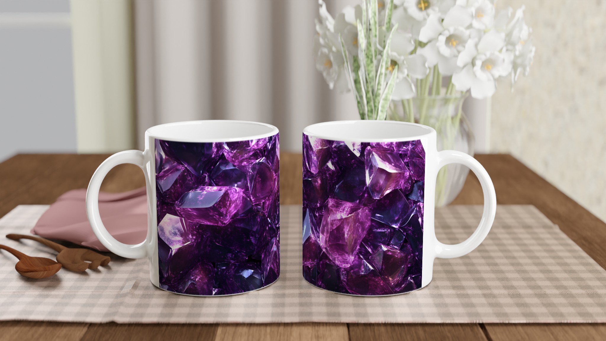 Amethyst Sparkle 11oz Keramisk Mugg – Geometrisk Kristall Design i Glänsande Lila Nyanser 10 722a1cde-25b8-4bb0-9581-37ef89bd4ee3