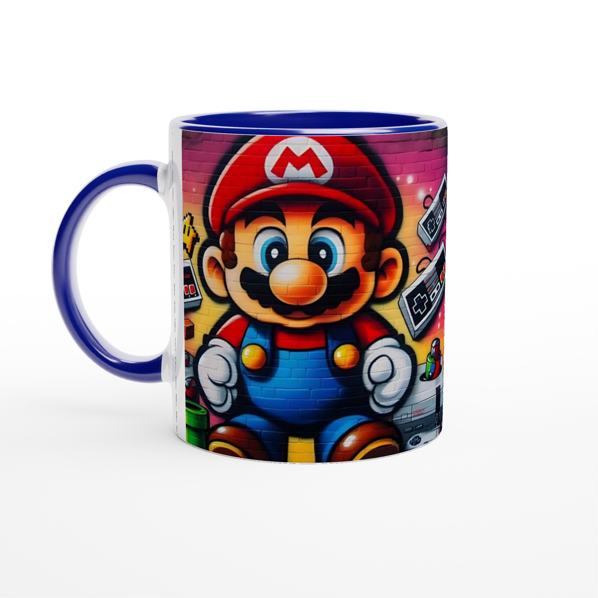 Vit 11oz keramisk mugg med retro gaming-motiv i livfulla färger – välj din favoritfärg 2 72c0b95a-02b2-43ff-8384-294cff970b26