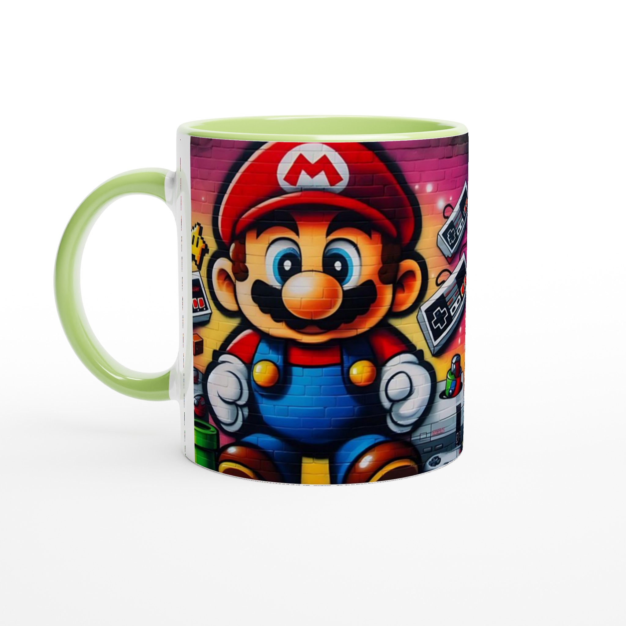 Vit 11oz keramisk mugg med retro gaming-motiv i livfulla färger – välj din favoritfärg 7 72c53373-7fe8-4b9f-b502-191d015221c3