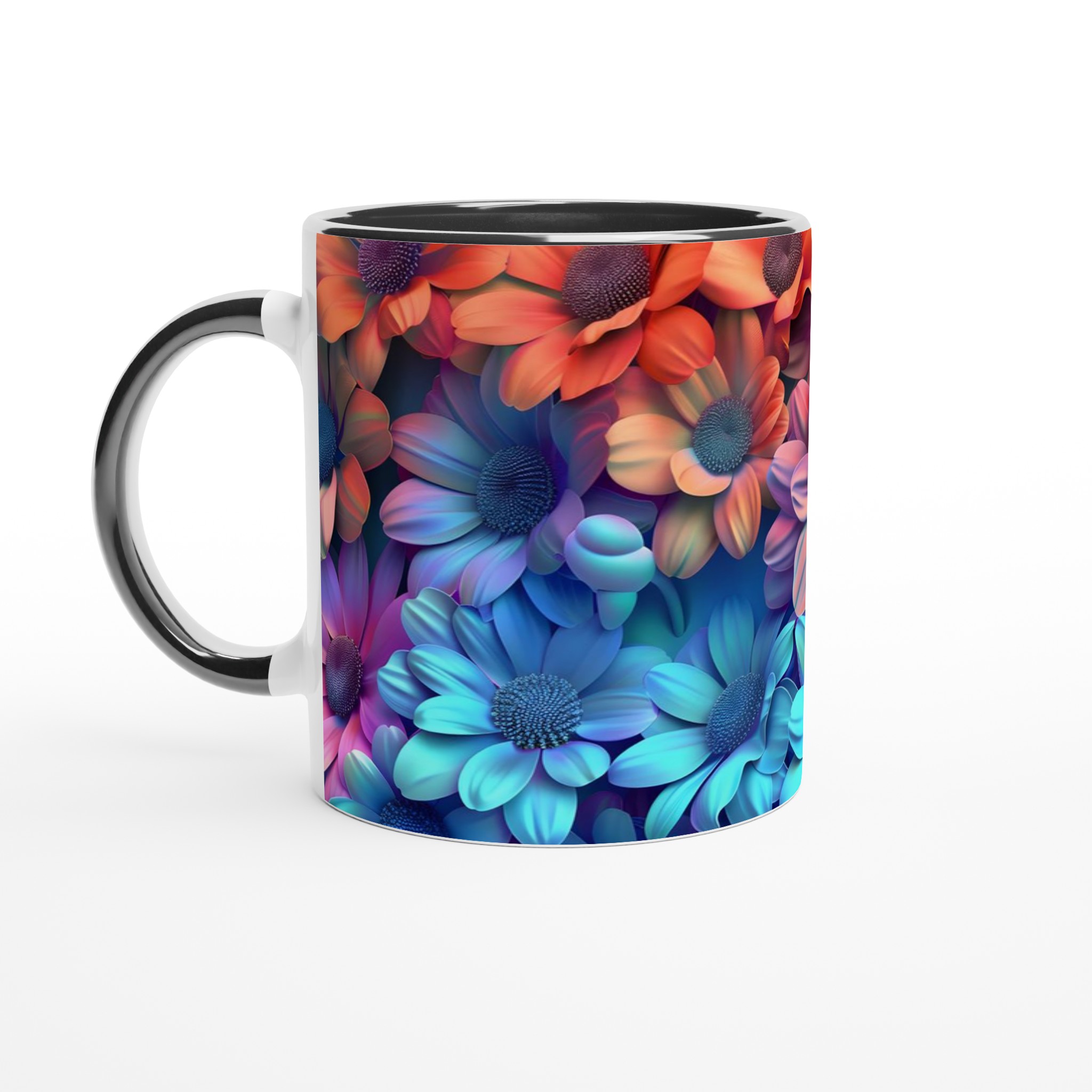 Färgsprakande Blomstermugg – 11 oz Keramikmugg i ditt Val av Sju Livfulla Färger 4 72e1b015-1b34-494b-b52c-498c10cab131
