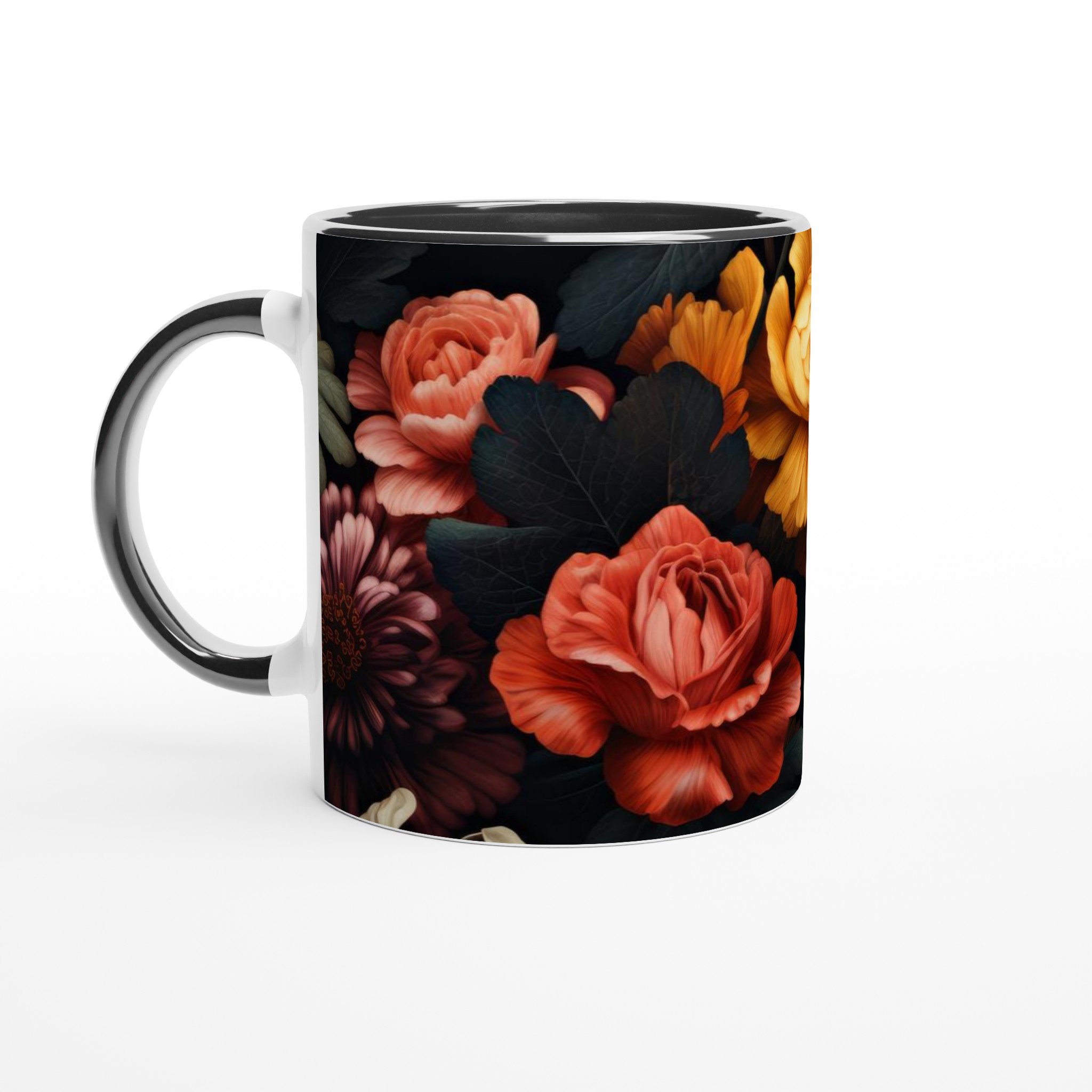 Vit 11oz keramisk mugg med djärva, blomsterinspirerade färger i din valda kulör 4 7306b585-a7aa-4c85-813d-25f431585da8