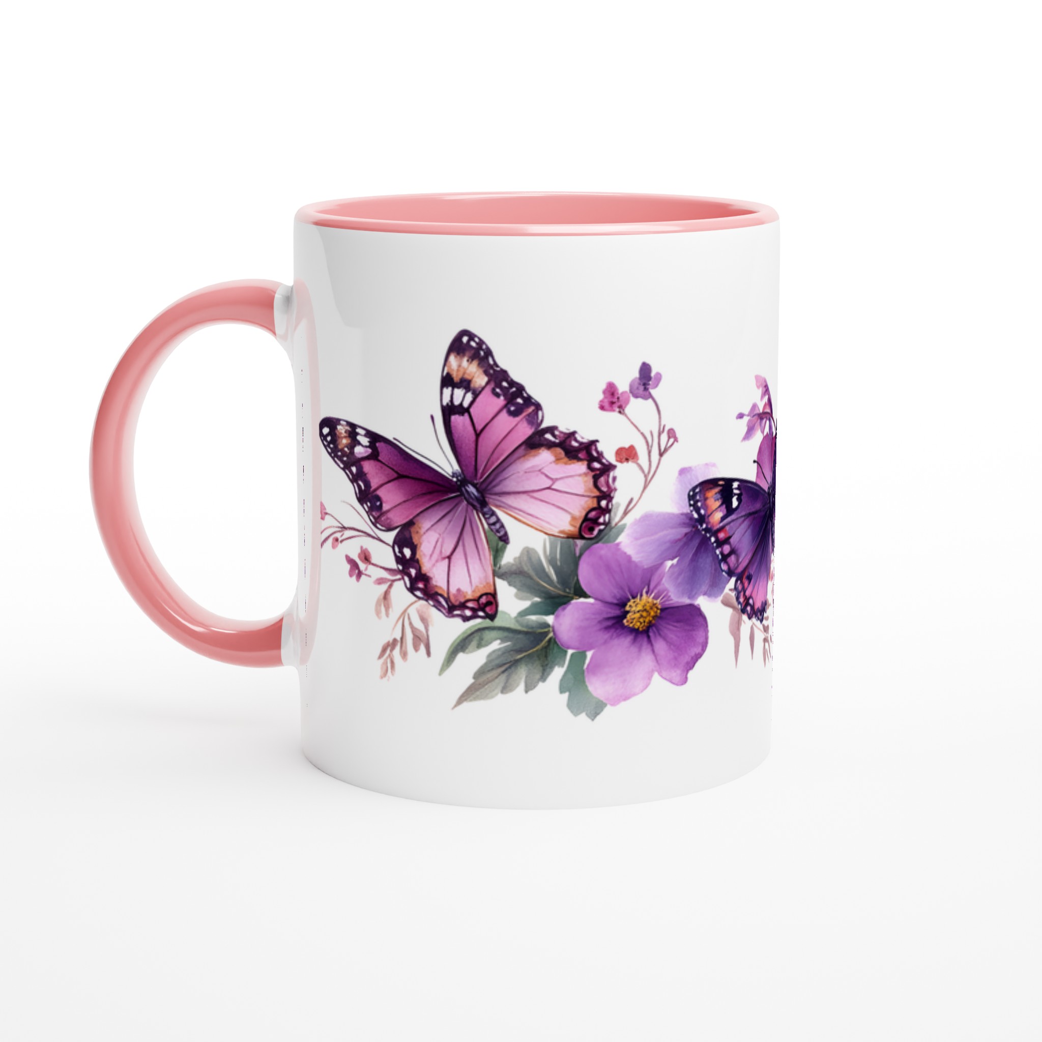 Fjärilsdröm Keramikmugg - Lyxigt Lila Blomster & Fjärilstryck, 11oz Favoritmugg i Valfri Färg 6 7323e247-f626-449b-bba0-f487b285c947