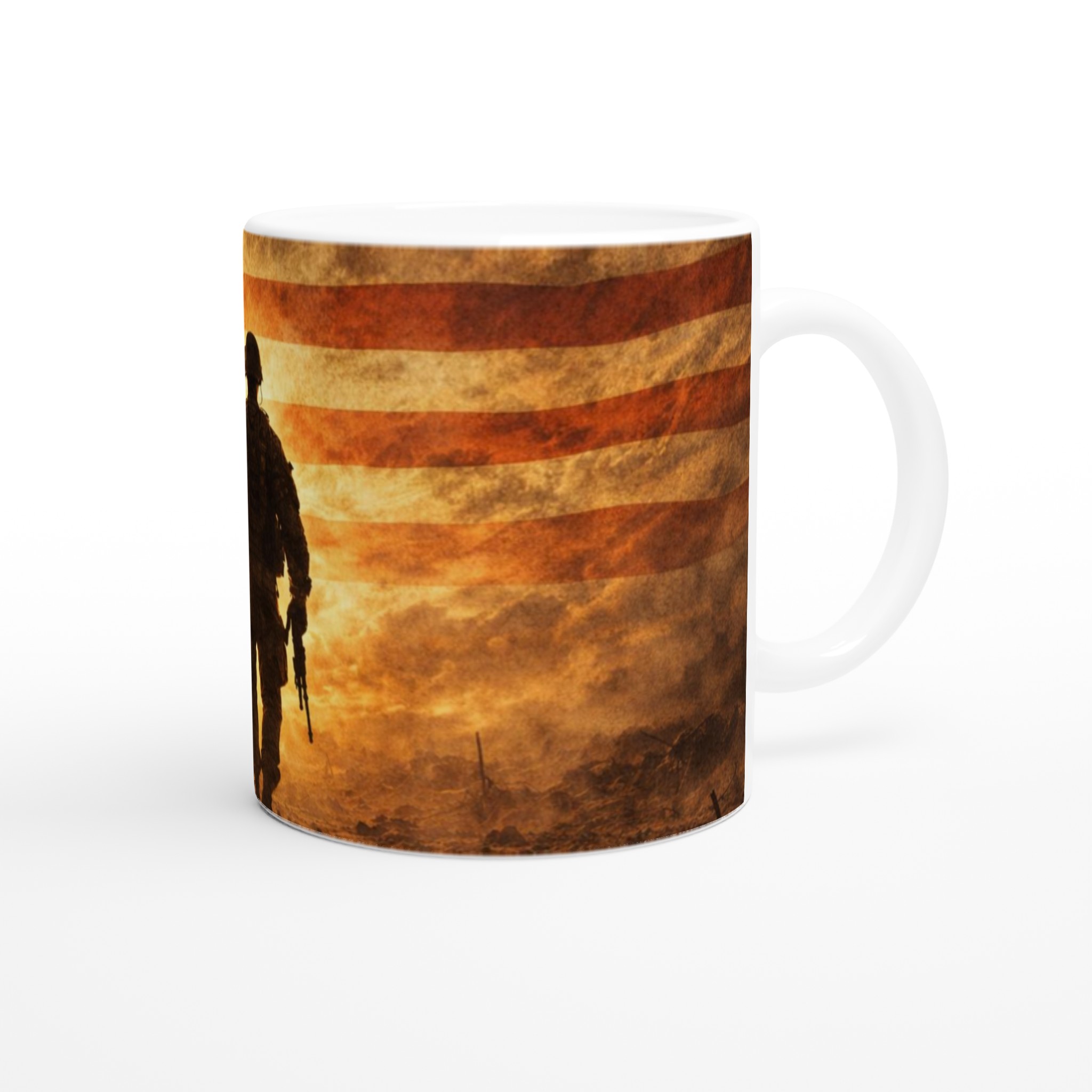 Vit 11oz keramisk mugg med patriotiskt soldatmotiv i flera färgval 9 732e64ff-5e1b-46b0-a146-ca8e10c40f40