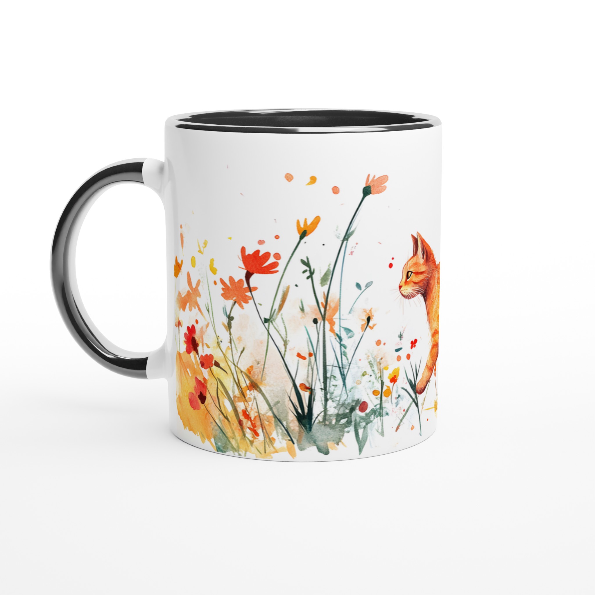 Katt bland Vildblommor - 11oz Keramisk Mugg för Kattälskare | Vattenfärgskonst i Sju Färger 4 736b2c80-fb85-4b13-bed6-8f1528bc35cf