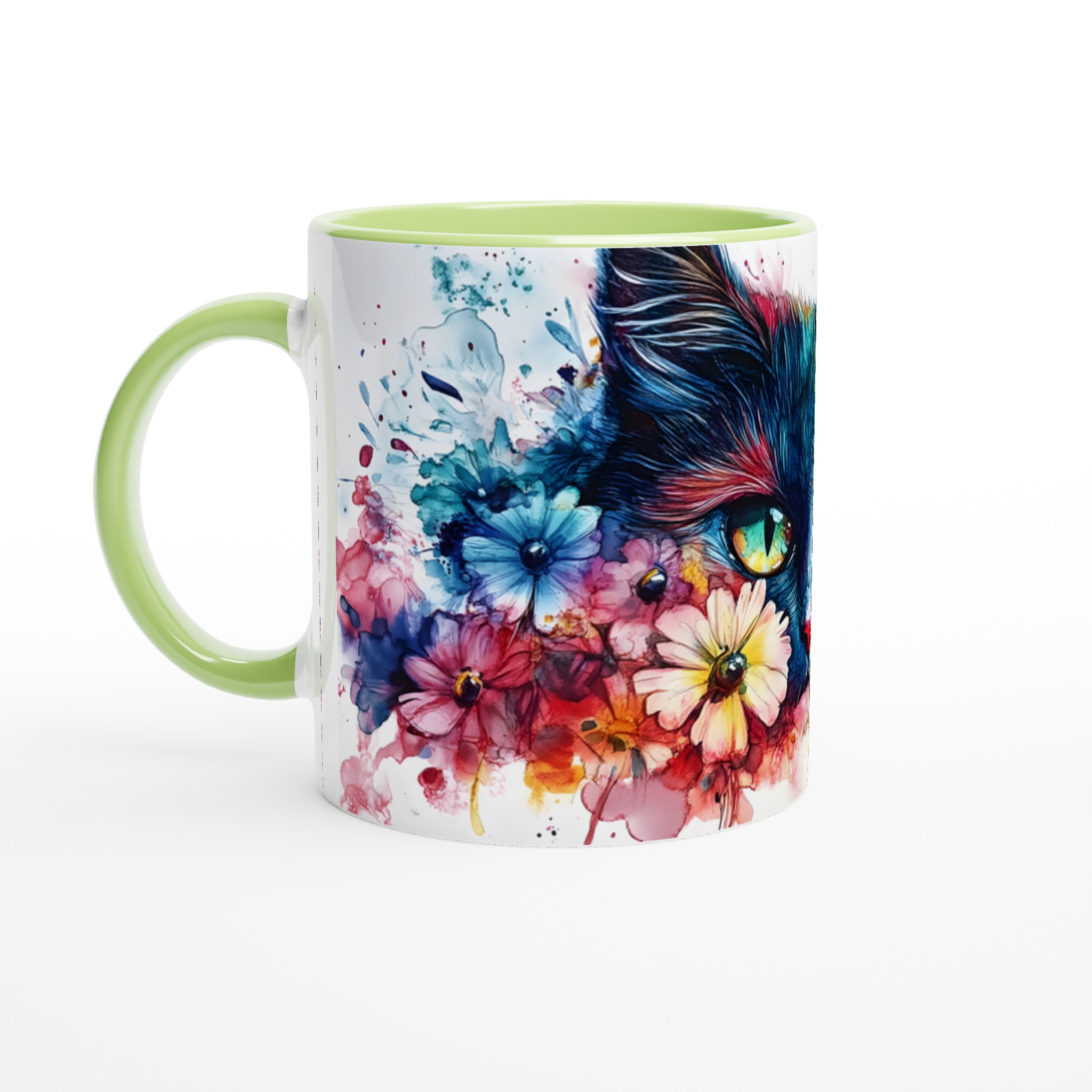 Färgsprakande Katt & Blommor Keramisk Mugg – Konstnärlig Akvarell 11oz Kaffekopp 7 73ddb264-c90b-42fc-b981-c6c98d8be441