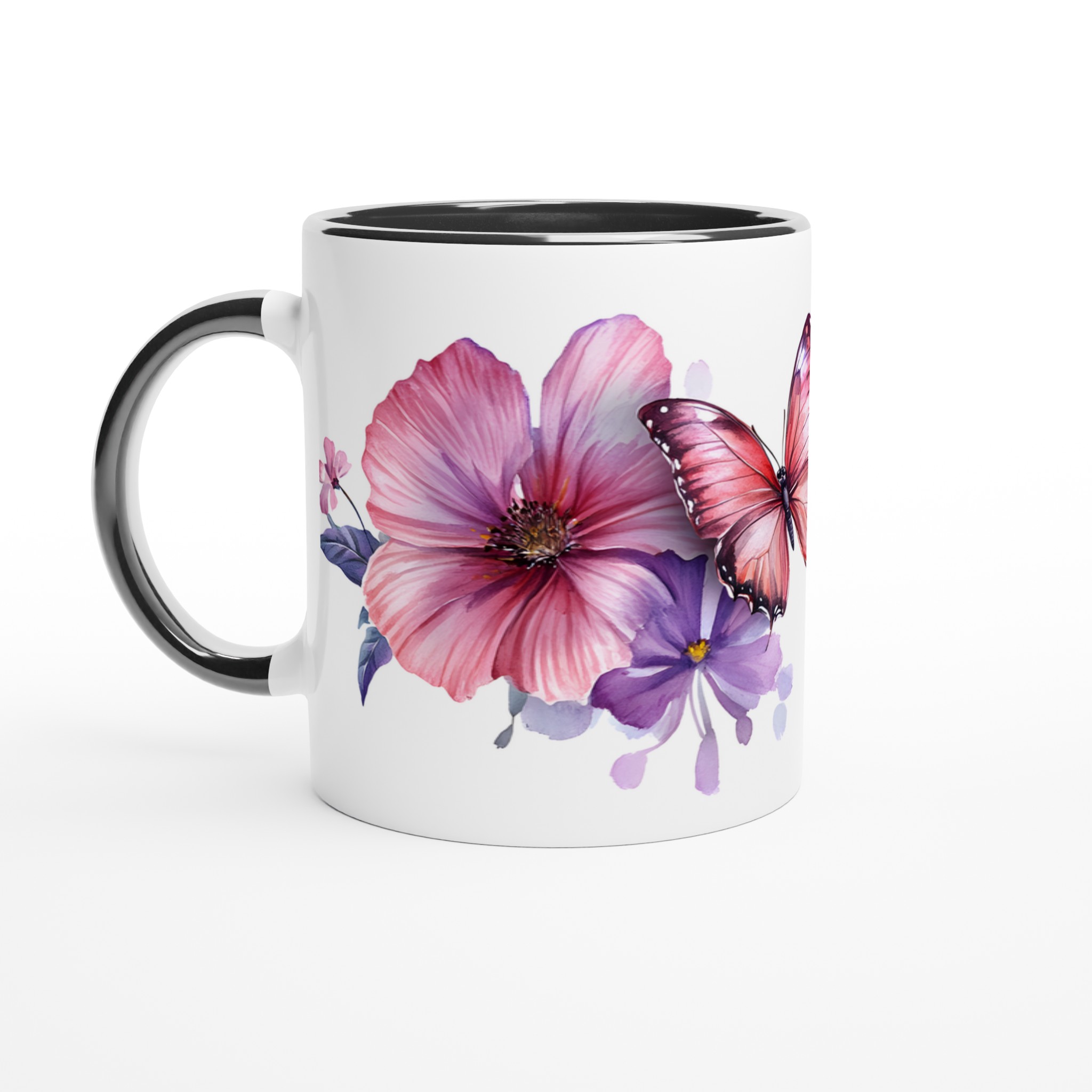 Fjärilsdröm Keramikmugg - 11oz Konstnärlig Mugg med Akvarellblommor & Fjärilar i Väljfri Färg 4 73f0e04e-f48a-40b5-b78b-544f5f65c01b