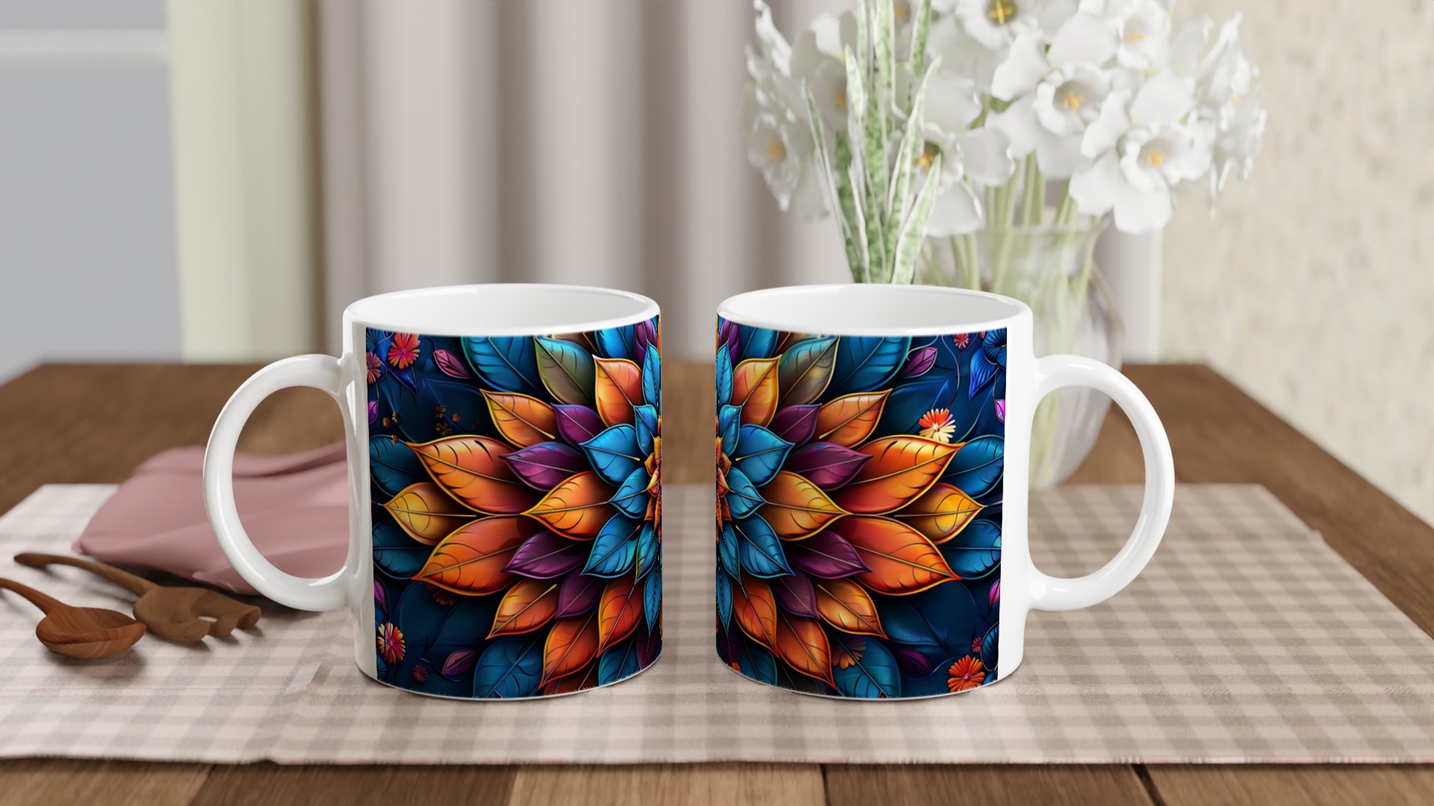 Färgglad Mandala Keramikmugg - 11oz, Välj bland 7 Livfulla Färger 10 740ce897-2030-4f46-8386-eabd49c884ef
