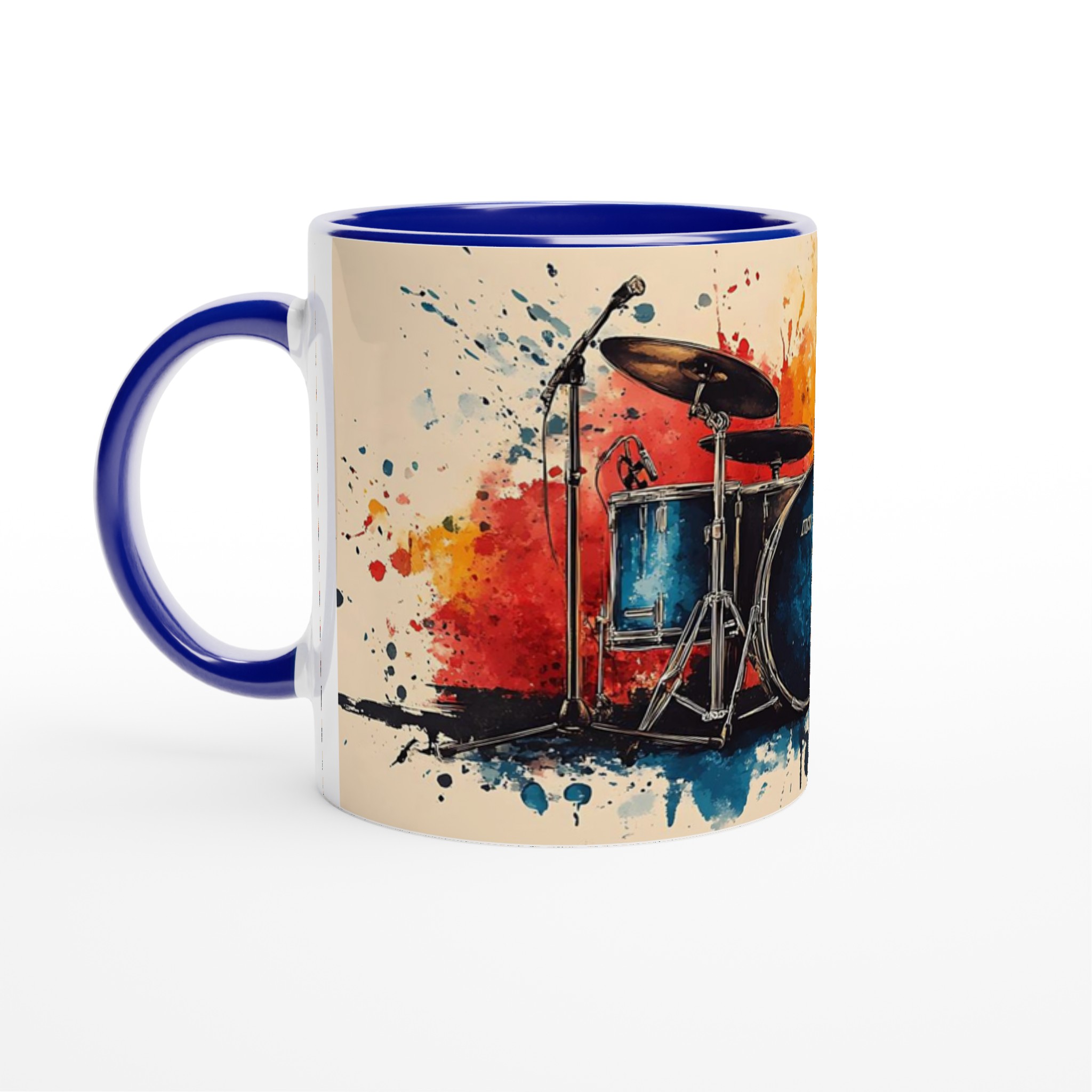 Abstrakt trumset keramikmugg – Musikaliskt färgsplash i 11oz – Välj bland 7 levande färger 2 7430b206-f1b9-46dd-9c92-07faf8add1dc