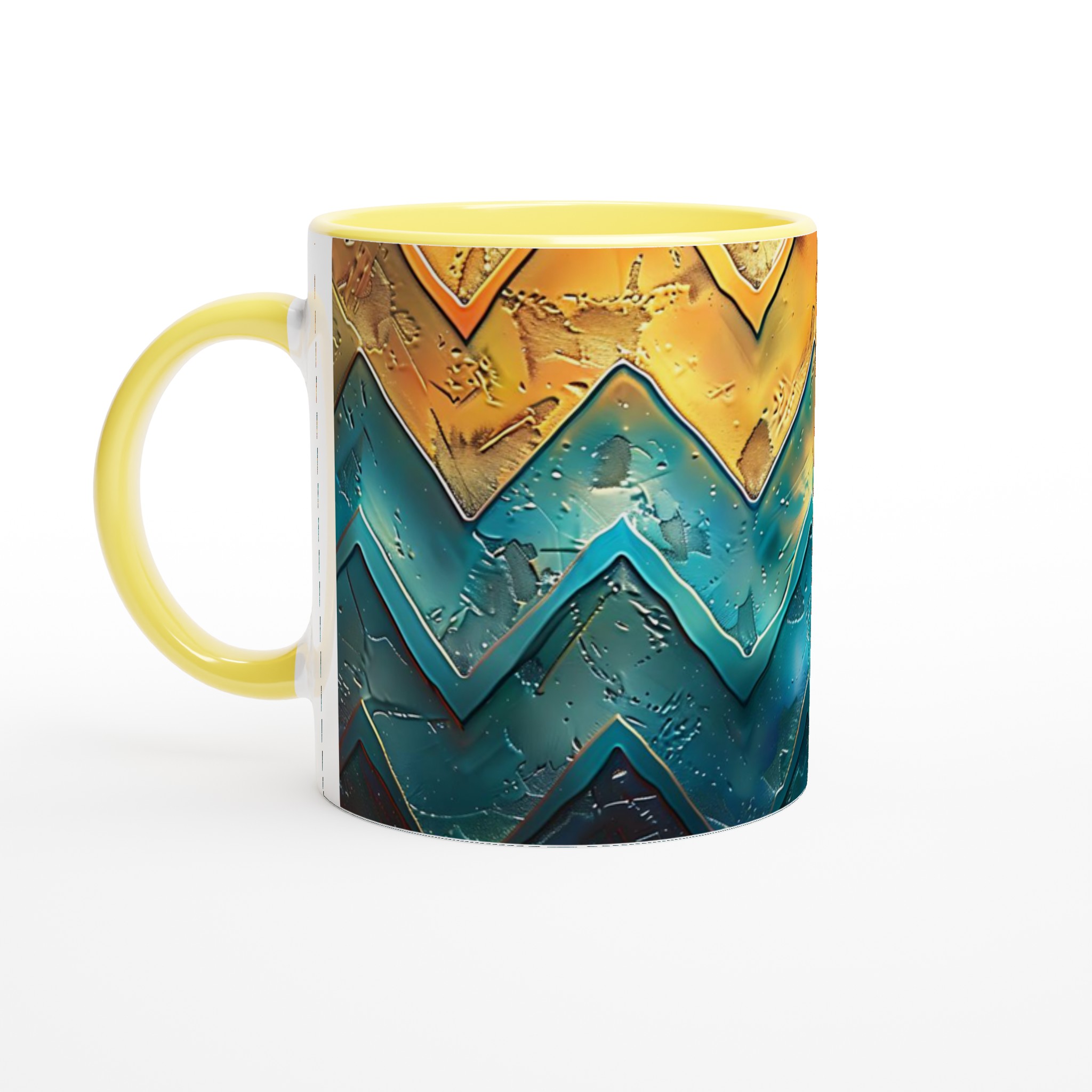 Vit 11oz keramisk mugg med levande zigzag-konst i sprakande färger 3 74435d94-0a91-46c2-8c19-e79483d65115