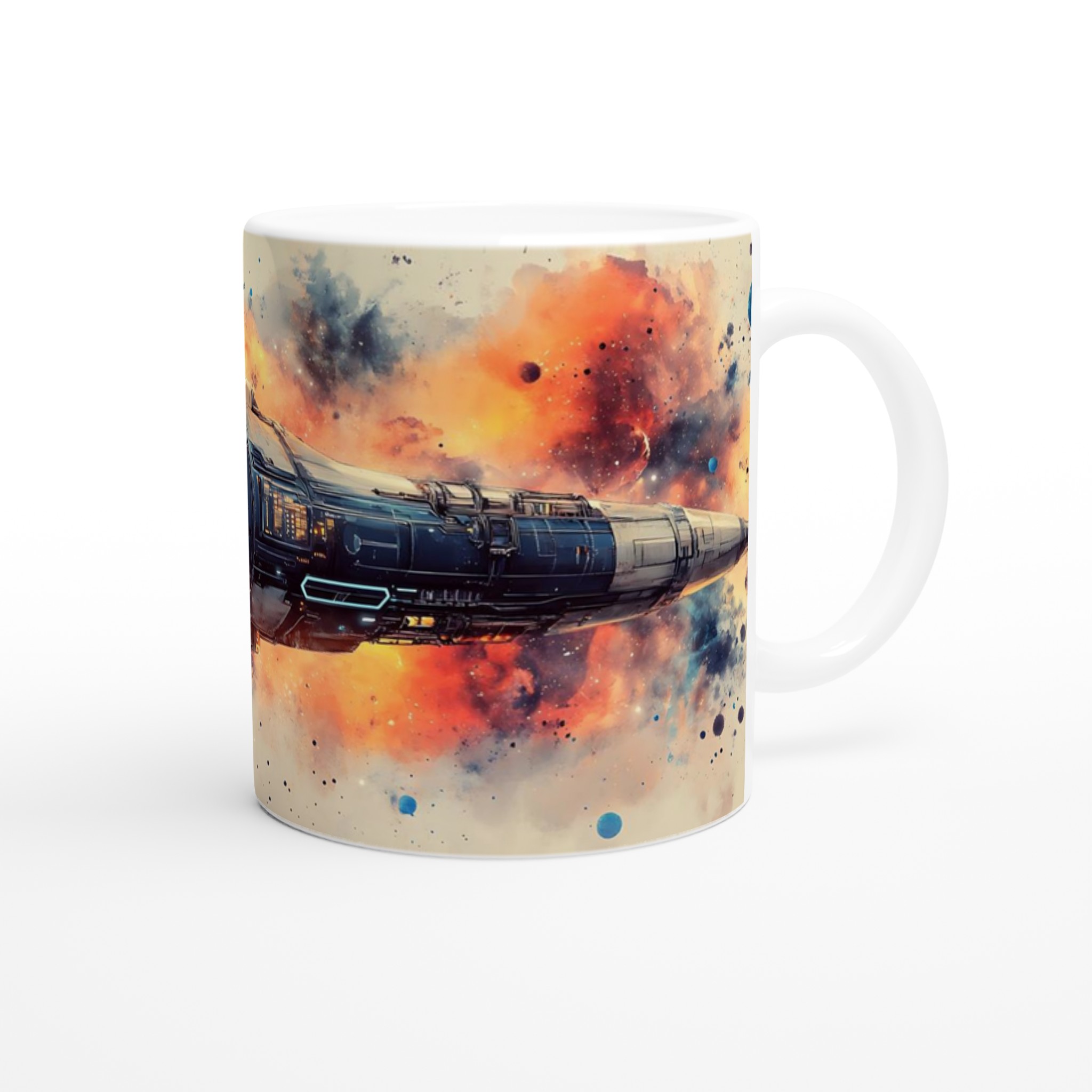 Kosmiskt Äventyr 11oz Keramikmugg - Rymdskeppsdesign med Valfri Färg för Sci-Fi-Fantasten 9 746f4d89-a81a-4834-ad7e-1843a637f855