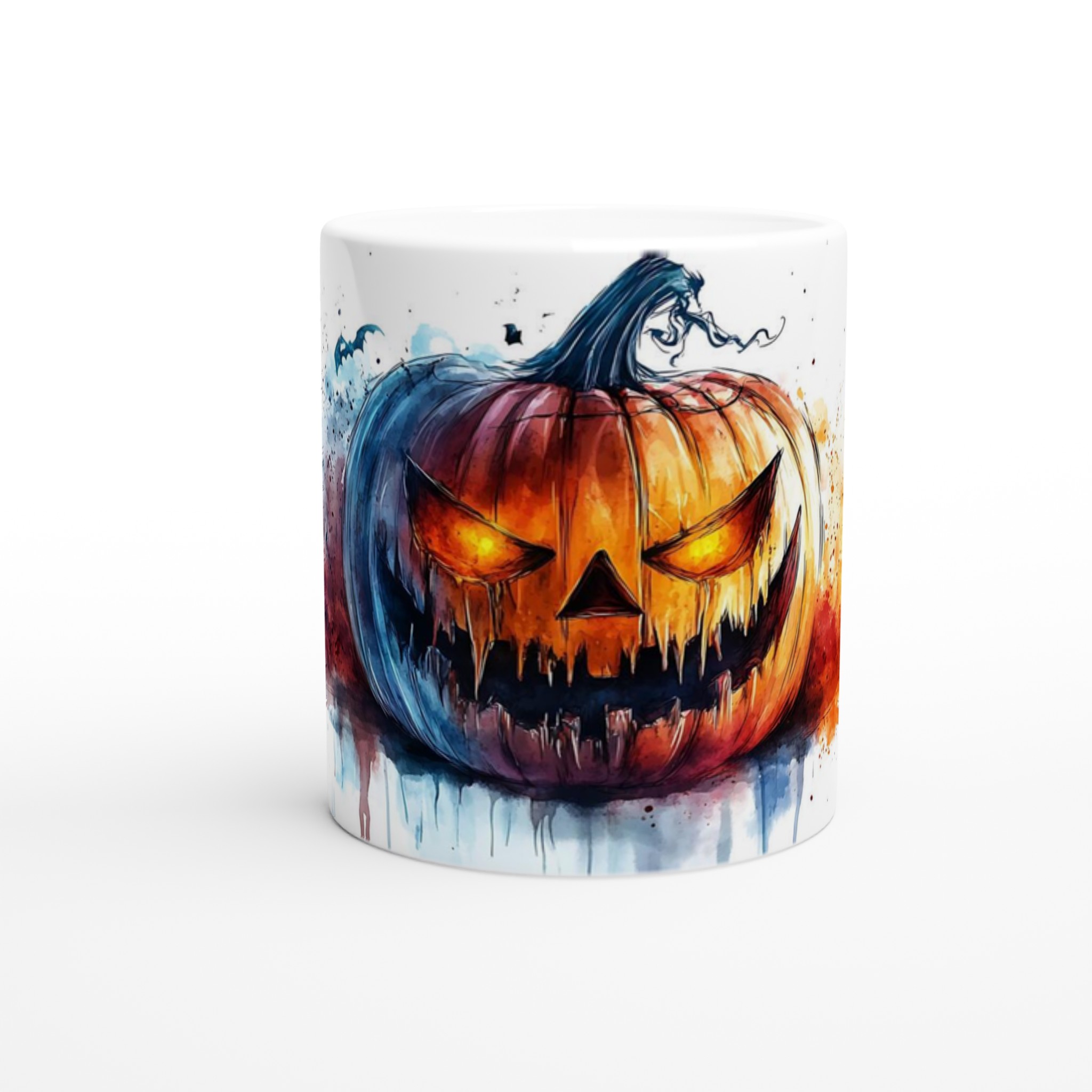 Skräckinjagande Vattenfärgs-pumpamugg – Personlig Halloween Keramikmugg i ditt val av färg! 8 74864ce5-f249-4ea8-9f00-3d67cfee8abf