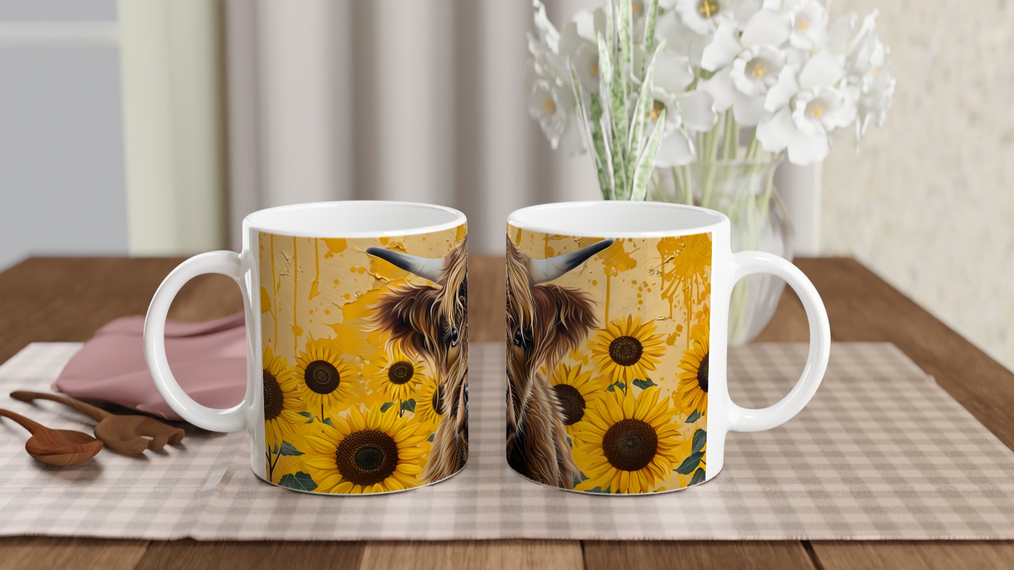 Våriga Highland Ko & Solrosor 11oz Keramikmugg – Rustik Charm i Sju Färgval 10 74b18a58-6809-47a6-961d-3fc7842065a4