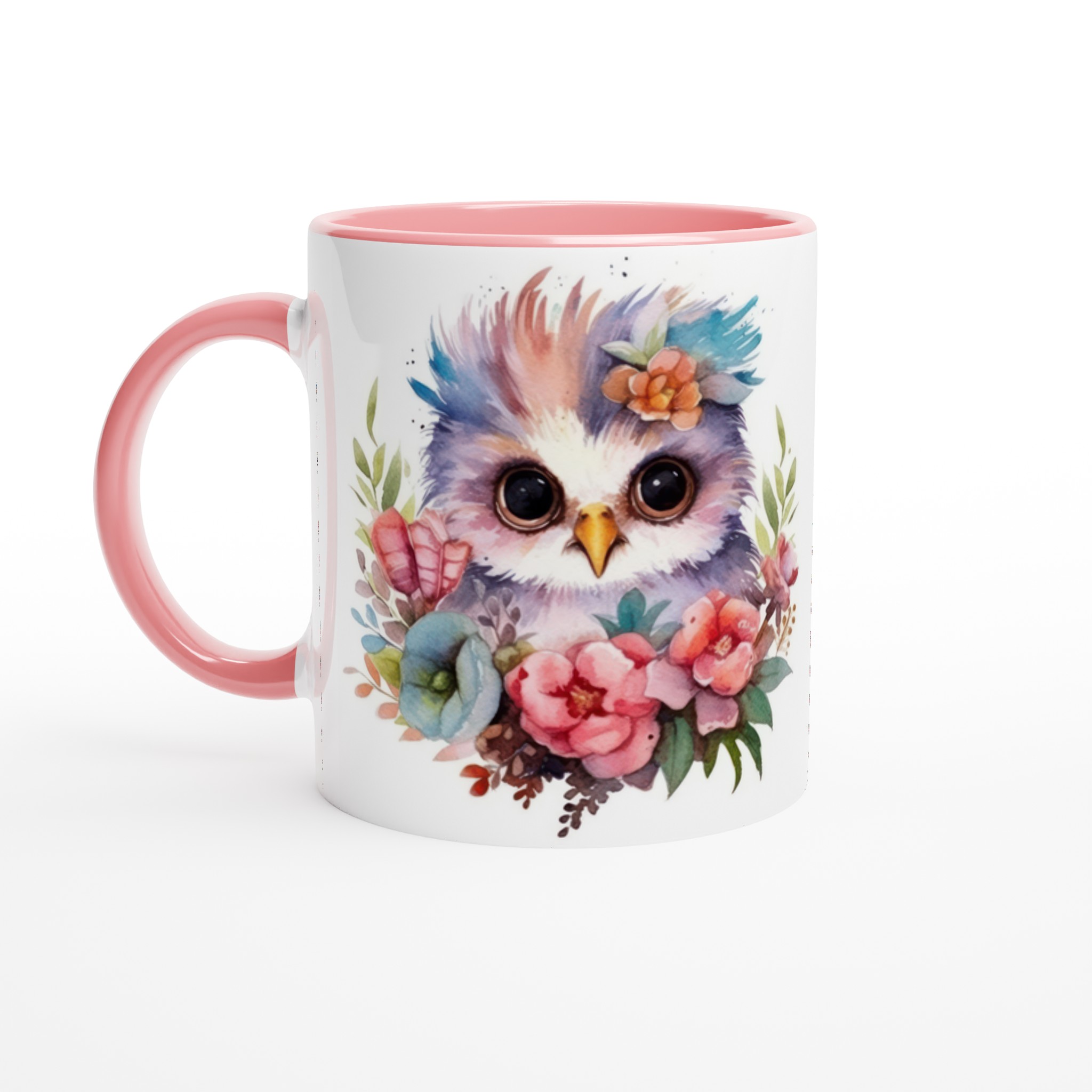Vit 11oz keramisk mugg med bedårande ugglemotiv i mjuka pastellfärger – välj bland sju unika keramfärger 6 74b9c86a-7e05-4bf8-8dc6-0430f1728b9b