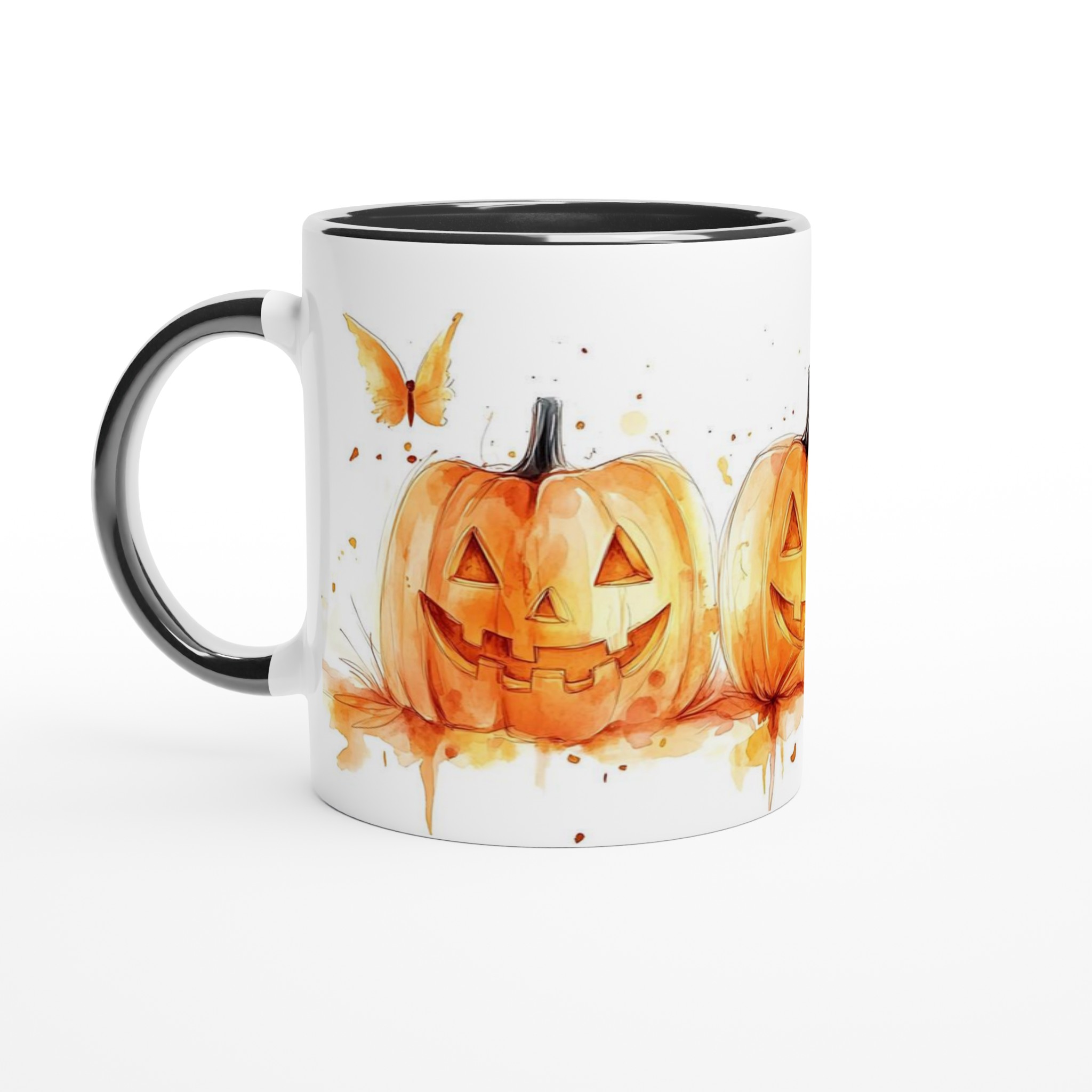 Bus eller Godis! 11oz Keramisk Mugg med Glad Pumpa Akvarell – Välj din färg! 4 74bc466b-feca-44ee-8108-c2a1d8b91bb1