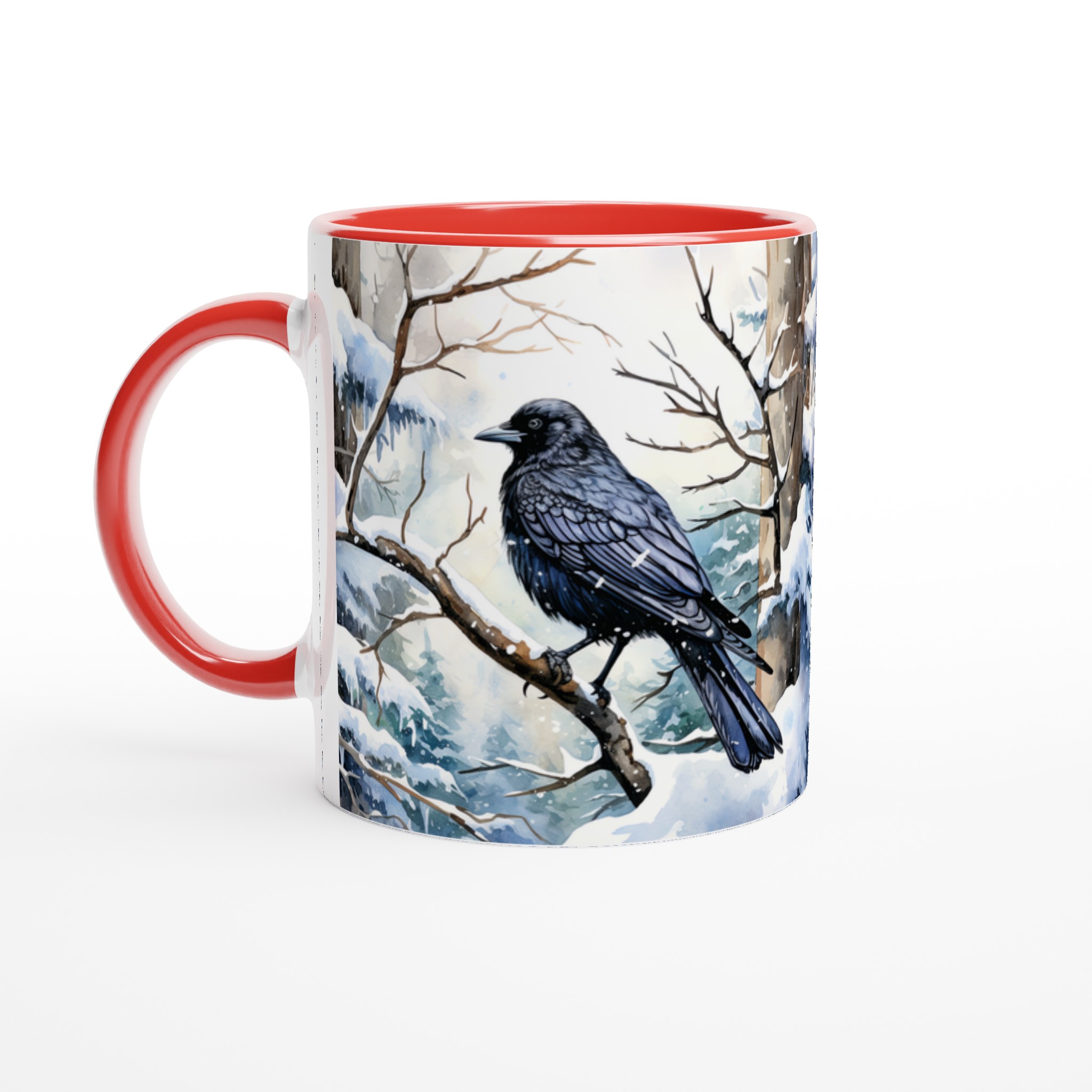 Vit 11oz keramisk mugg med vinterkråka - välj mellan sju eleganta keramiska färger 5 74be98fa-794f-4a19-b37f-c5c193a25530